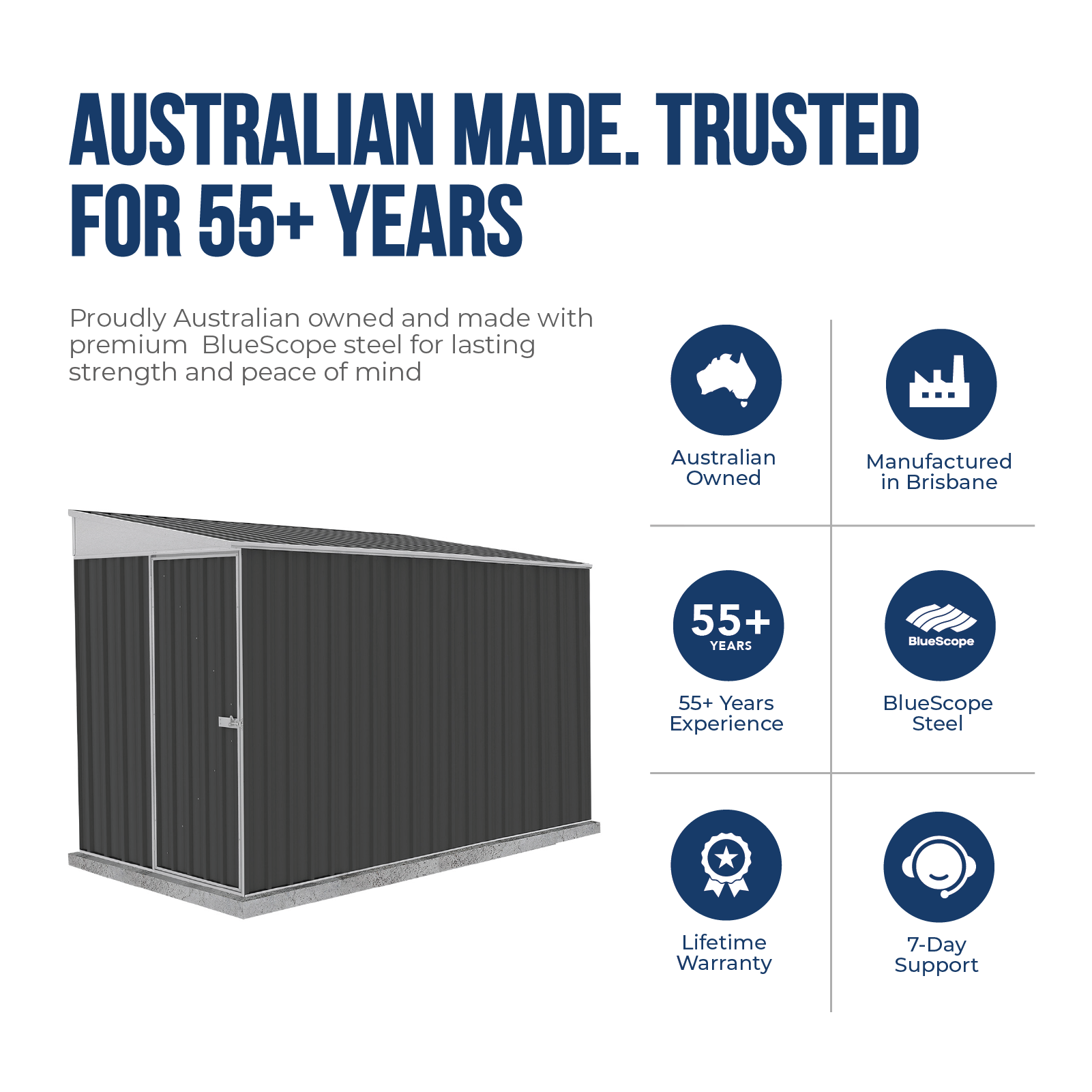 1.52mW x 3.00mD x 2.06mH Garden Shed Narrow Single Door with Anchors
