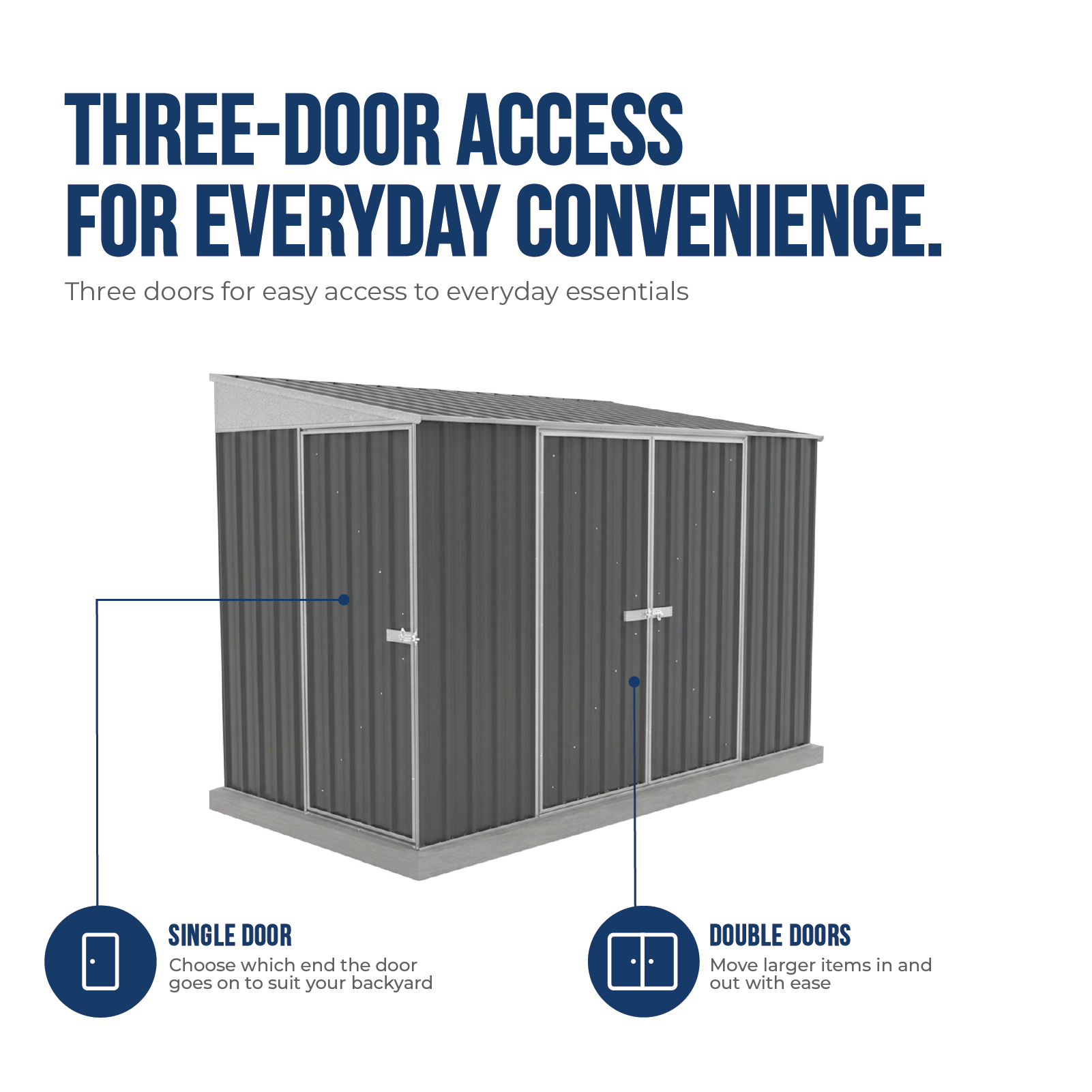 1.52mW x 3.00mD x 2.06mH Garden Shed Narrow Three Door