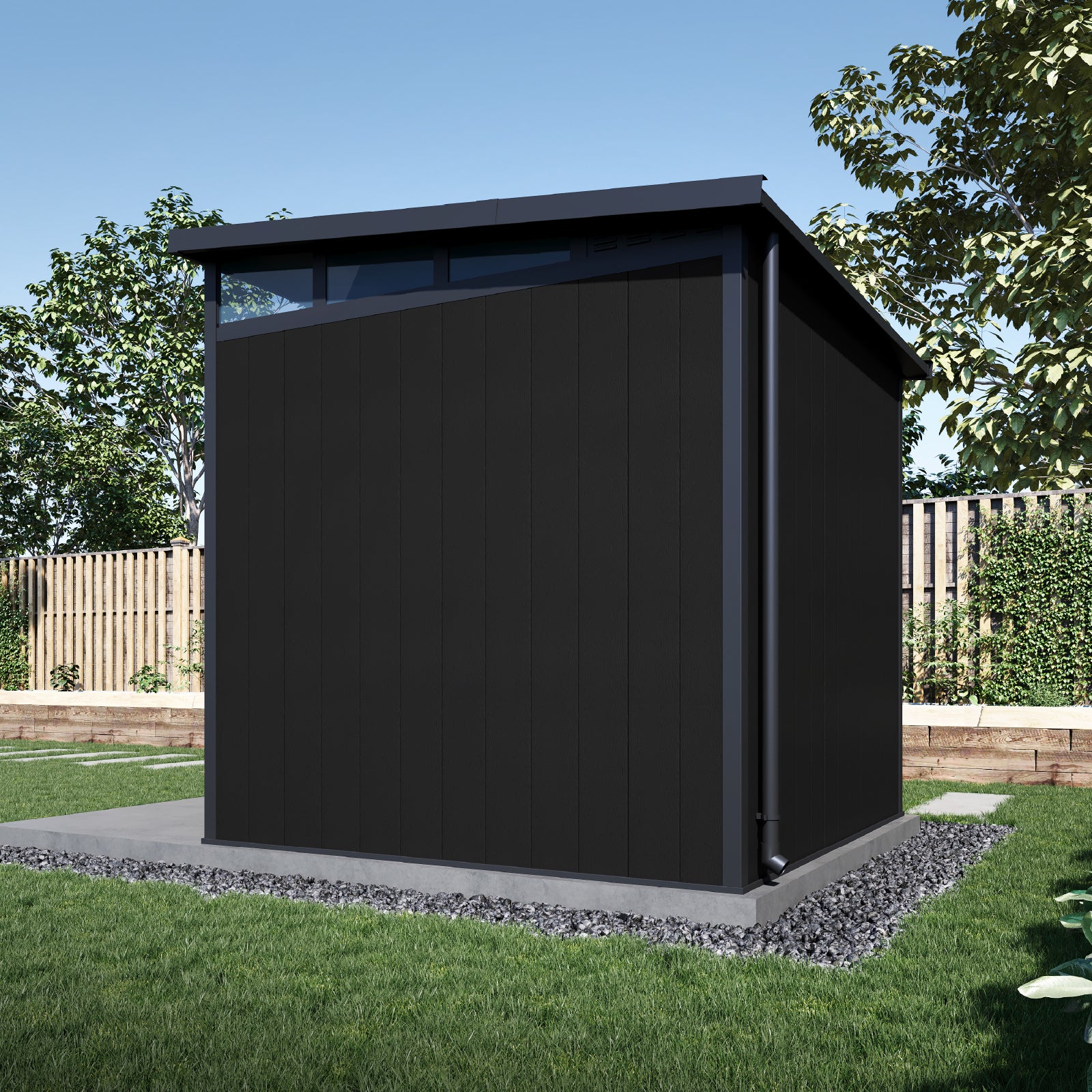 2.13mW x 2.13mD x 2.26mH Garden Shed Cabana Double Door Dark Grey
