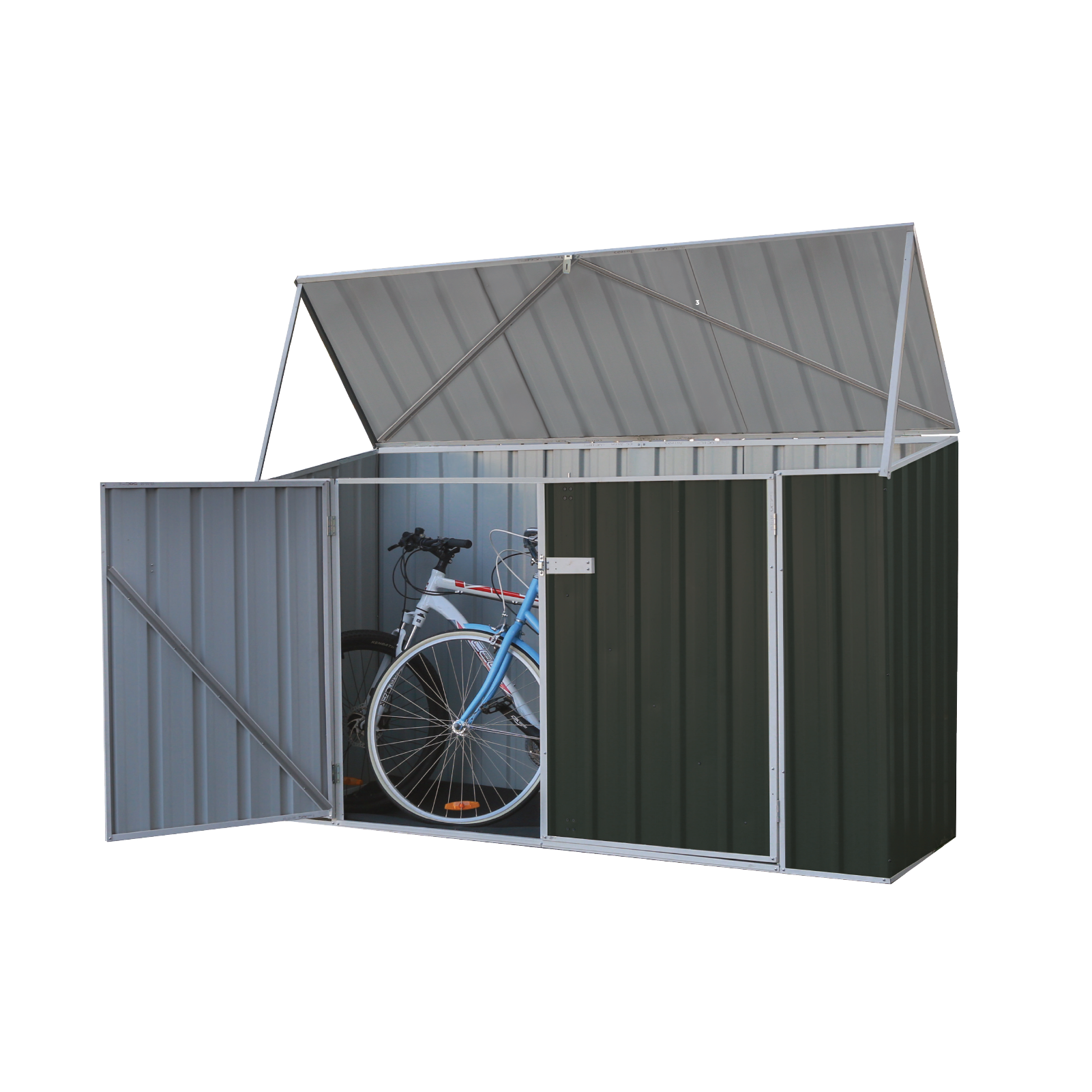 2.26mW x 0.78mD x 1.31mH Bike Shed Double Door with Anchors