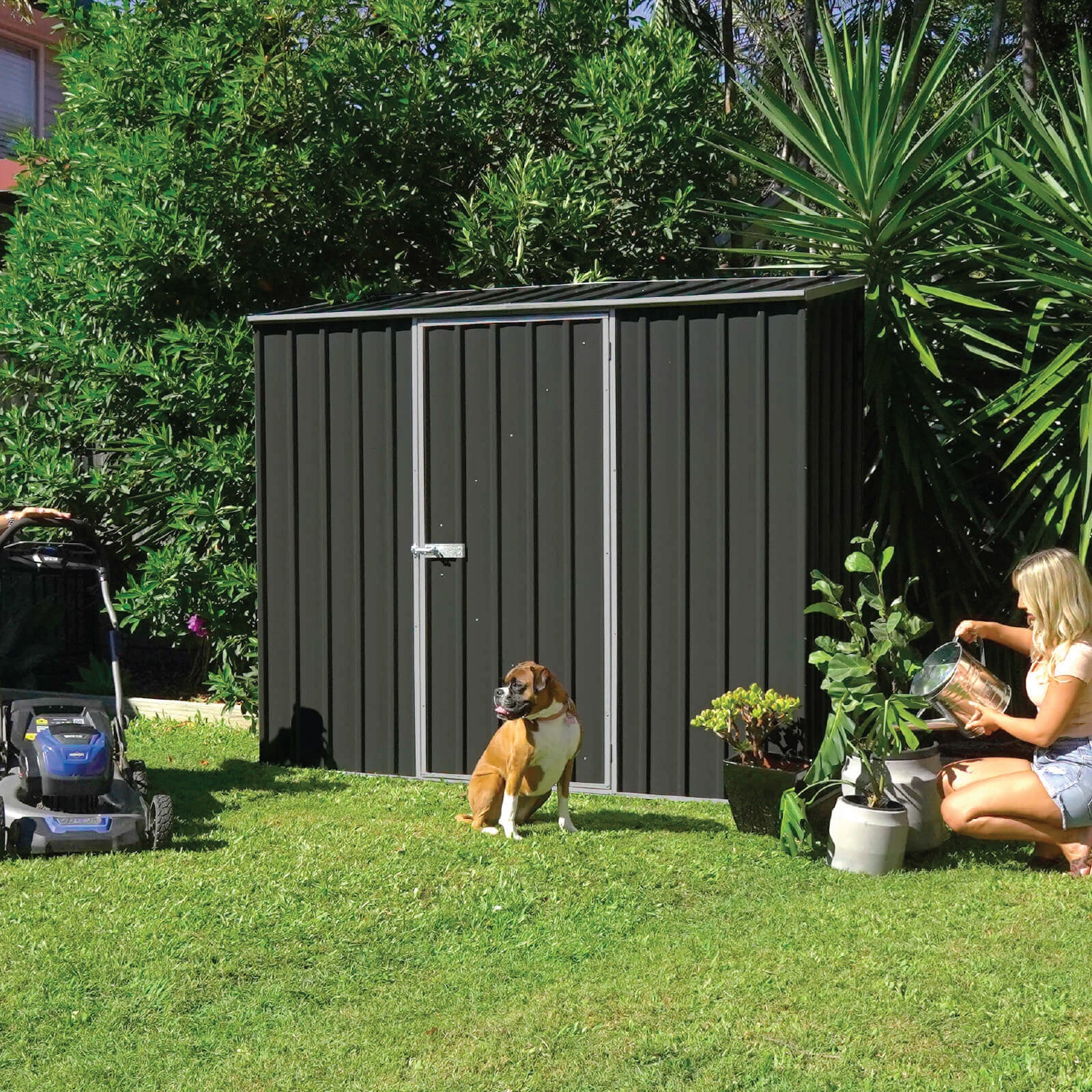 2.26mW x 0.78mD x 1.95mH Garden Shed Space Saver Single Door with Anchors