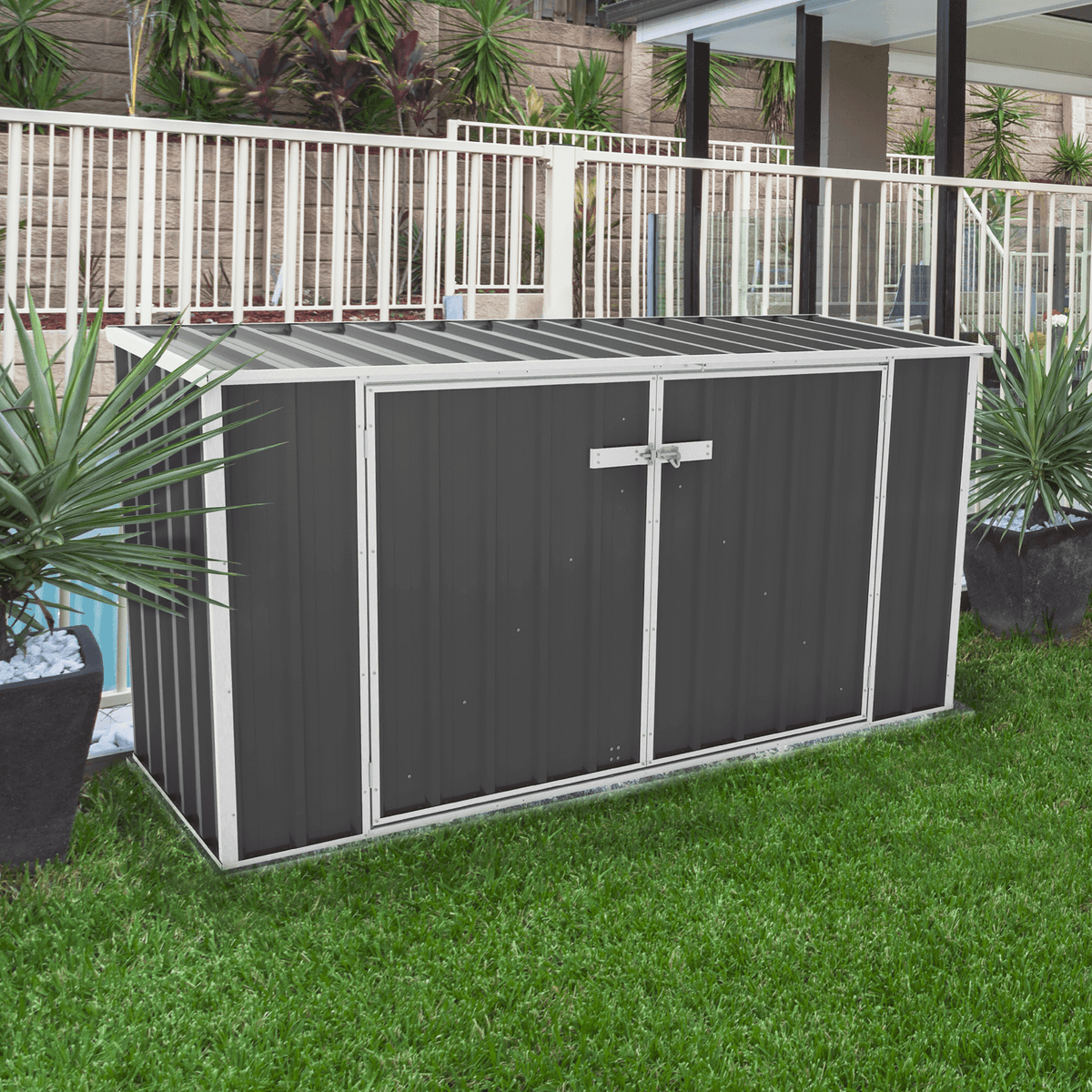 Absco Sheds 2.26m x 0.78m x 1.15m Bin Cover with Anchors Double Door
