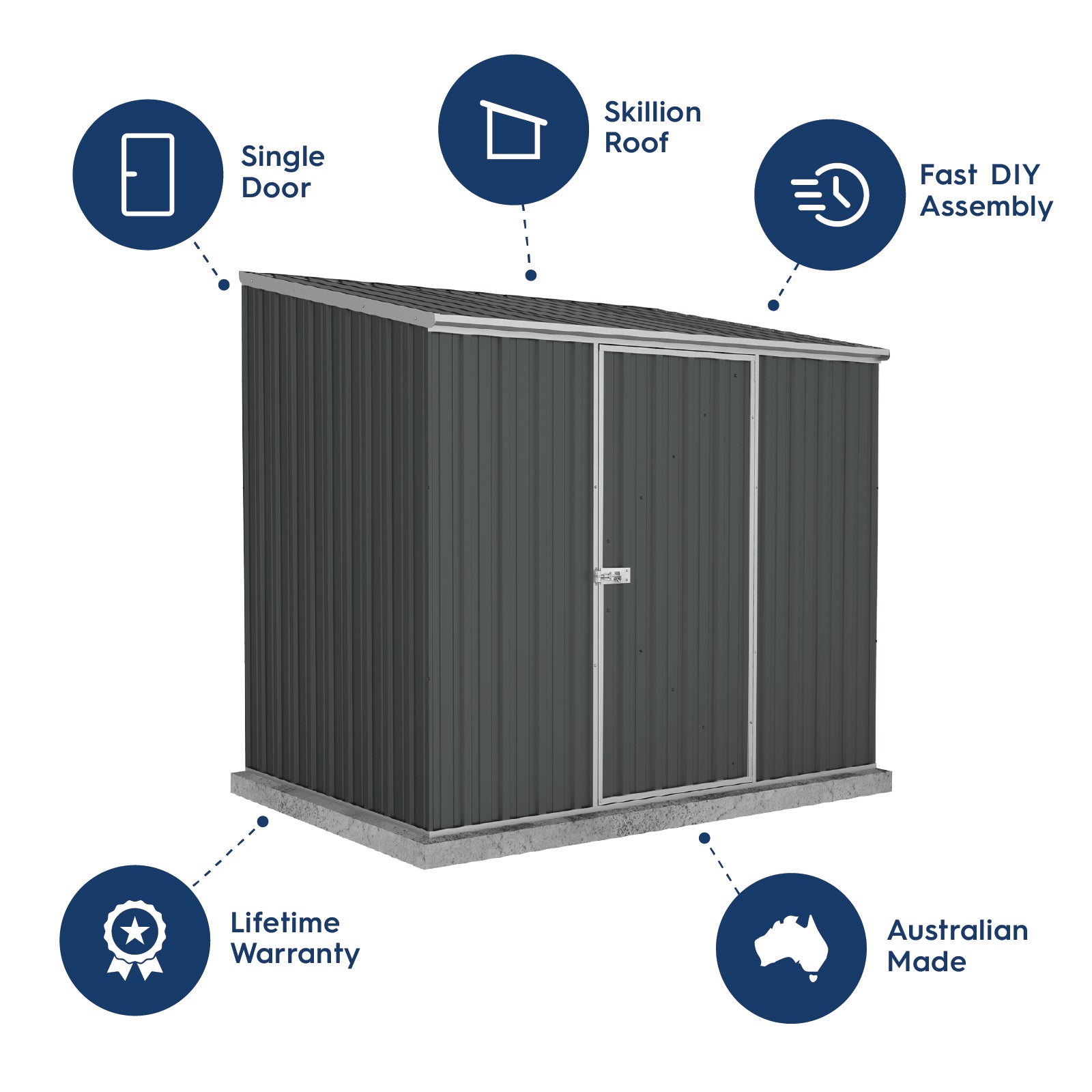 2.26mW x 1.52mD x 2.08mH Garden Shed Space Saver Single Door