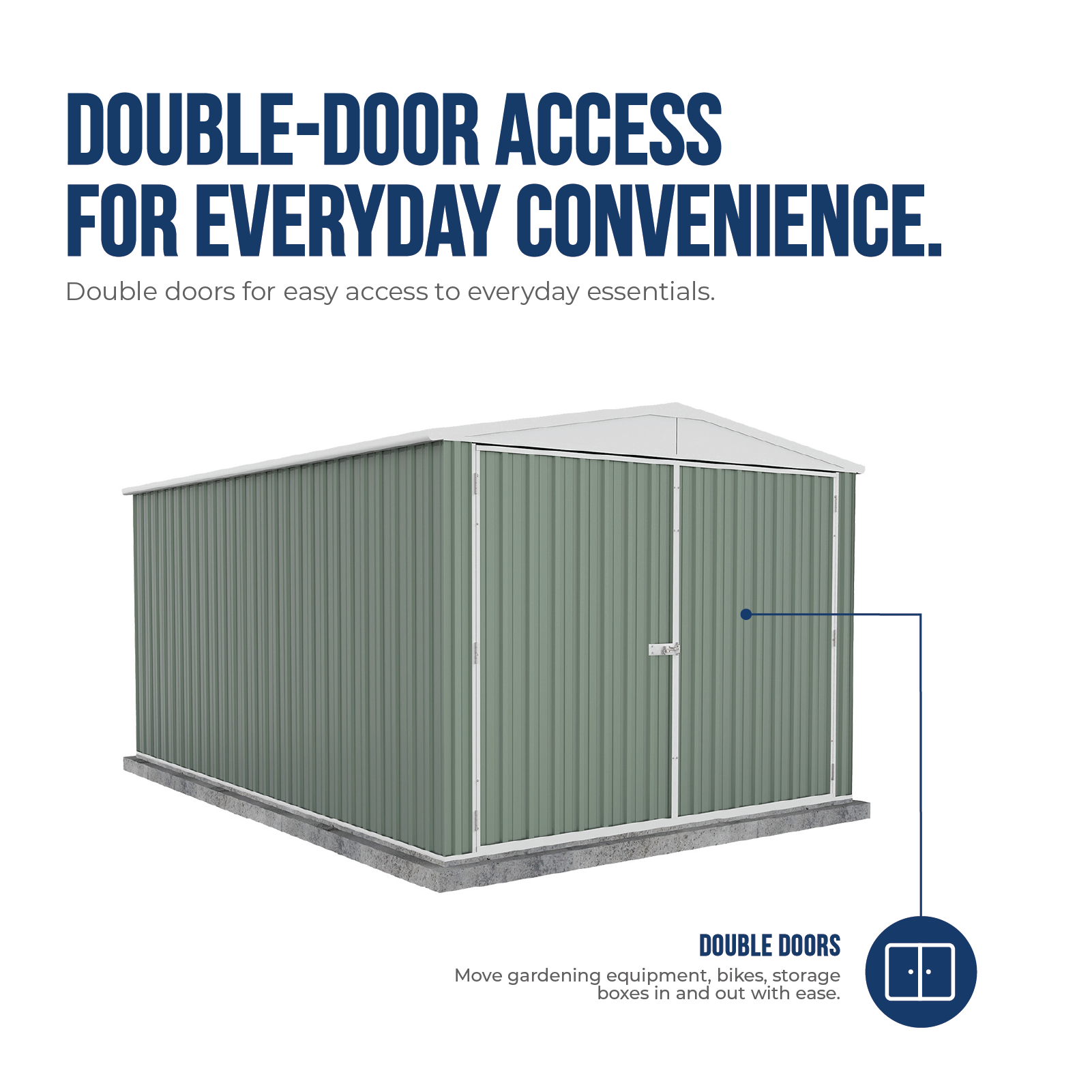 3.00mW x 4.48mD x 2.30mH Garden Shed Highlander Double Door