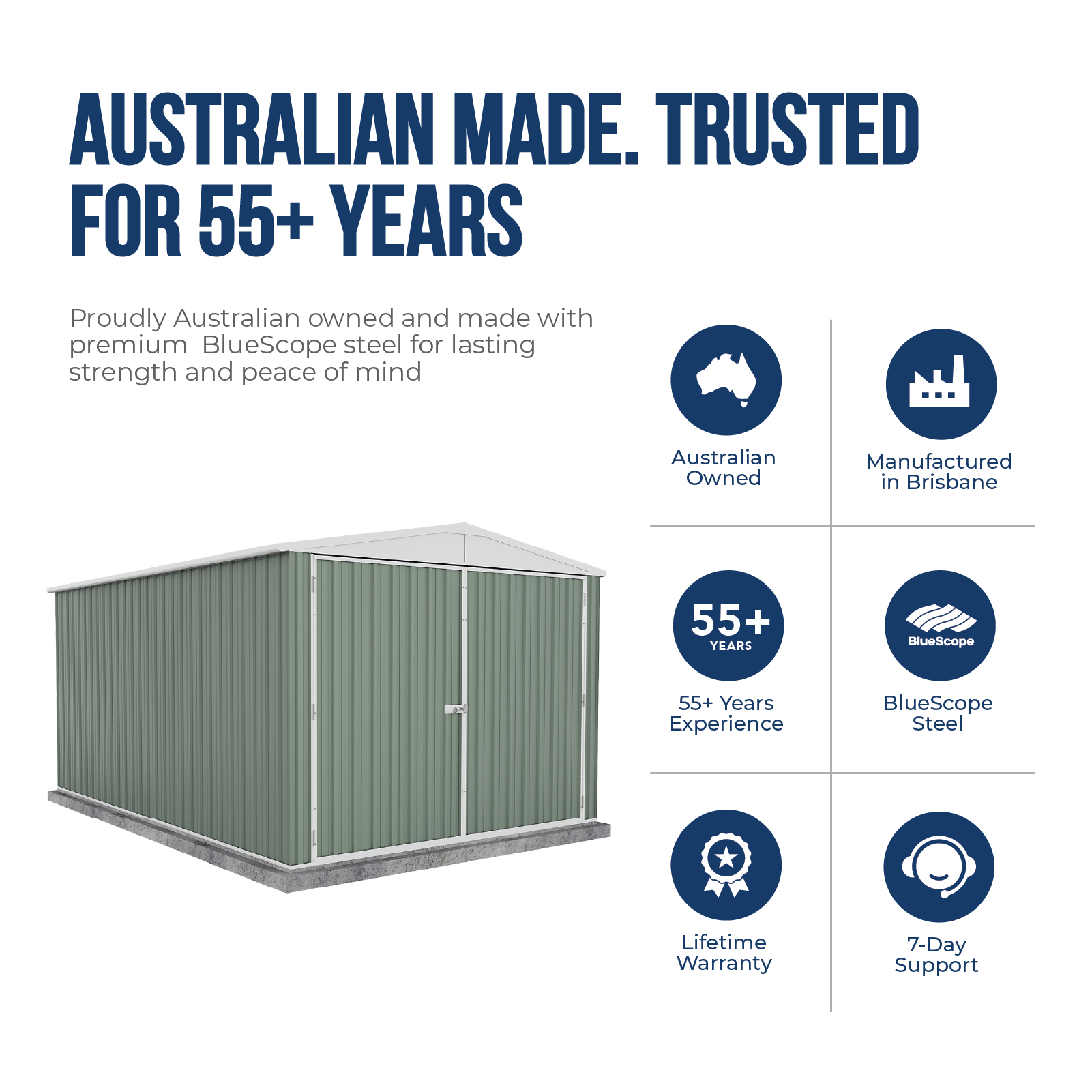 3.00mW x 4.48mD x 2.30mH Garden Shed Highlander Double Door