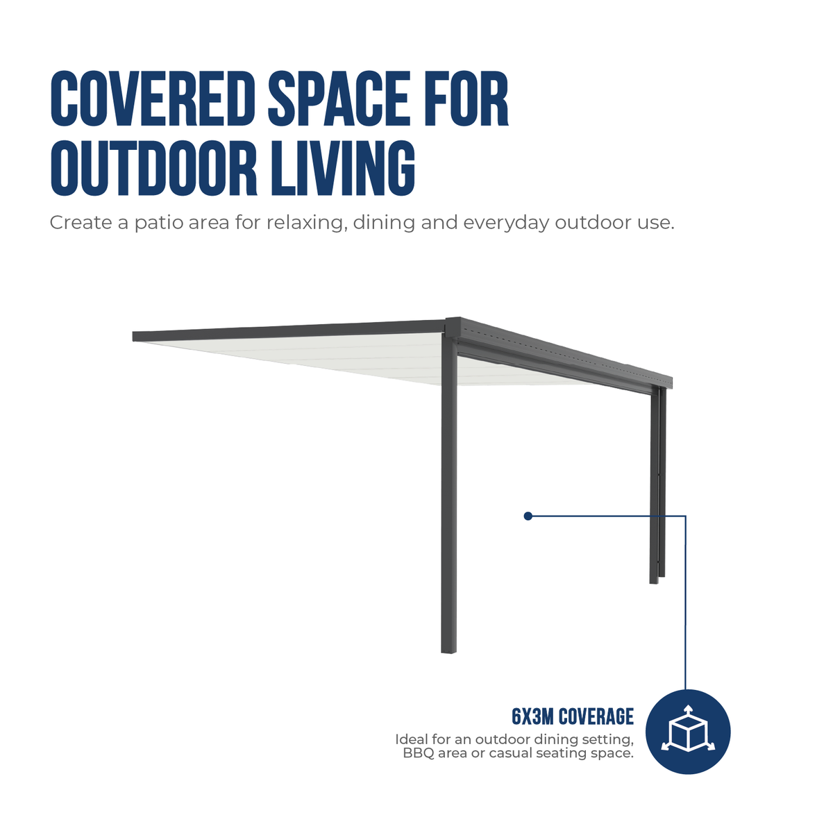 6.00mW x 3.00mD x 2.40mH/3.00mH Insulated Patio Cover