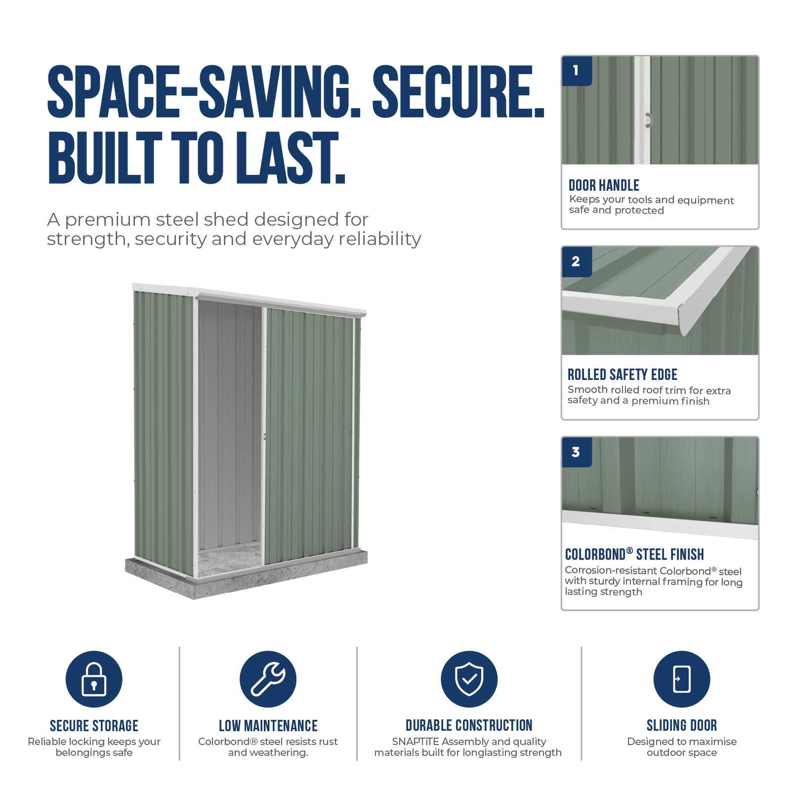 1.52mW x 0.78mD x 1.95mH Garden Shed Ezislider Single Door
