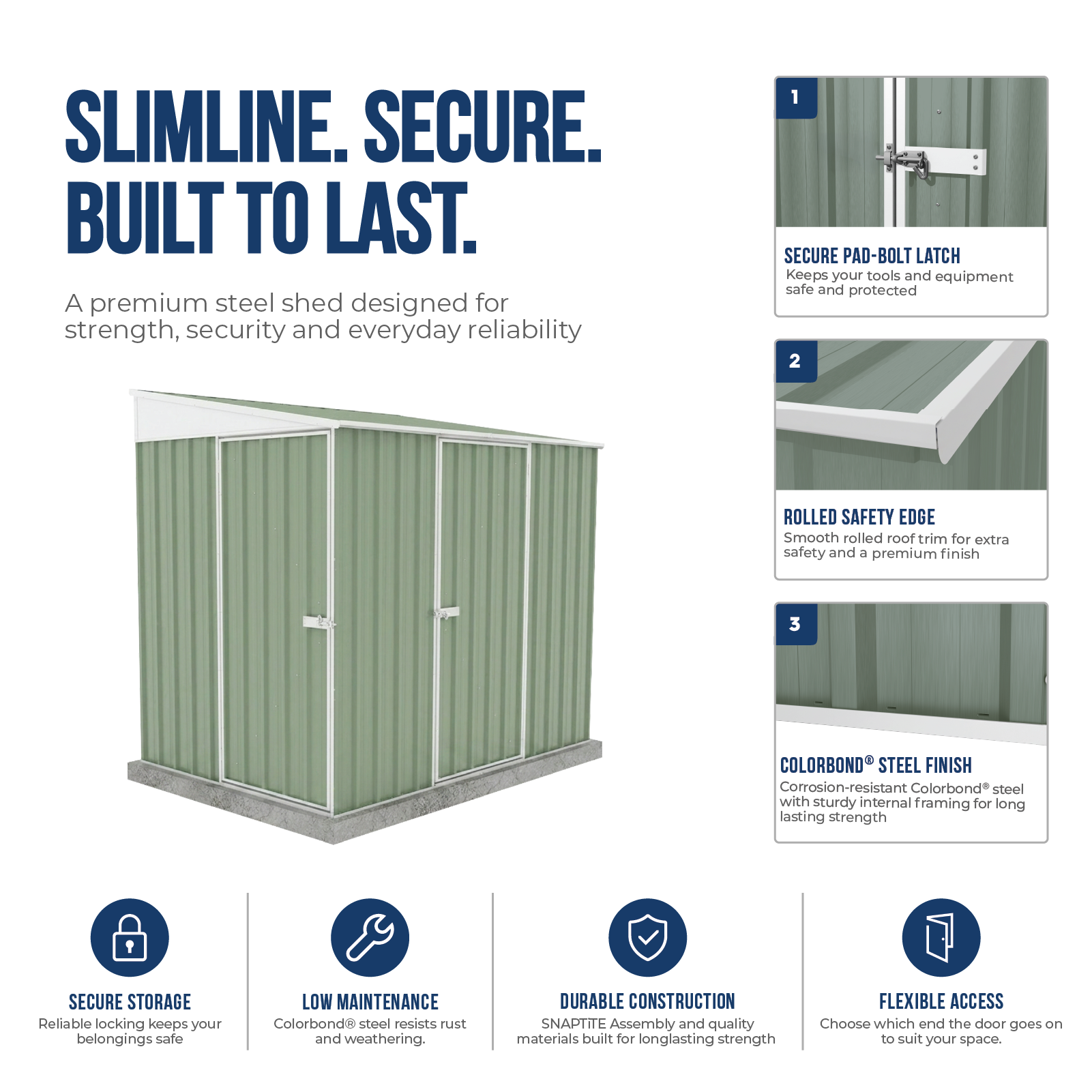 1.52mW x 2.26mD x 2.06mH Garden Shed Narrow Two Door