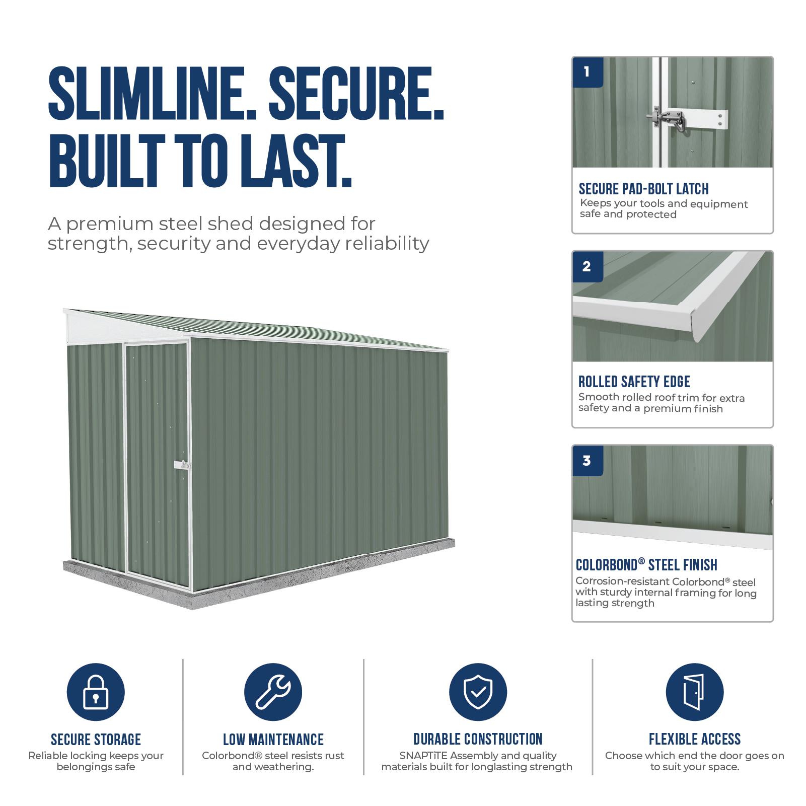 1.52mW x 3.00mD x 2.06mH Garden Shed Narrow Single Door