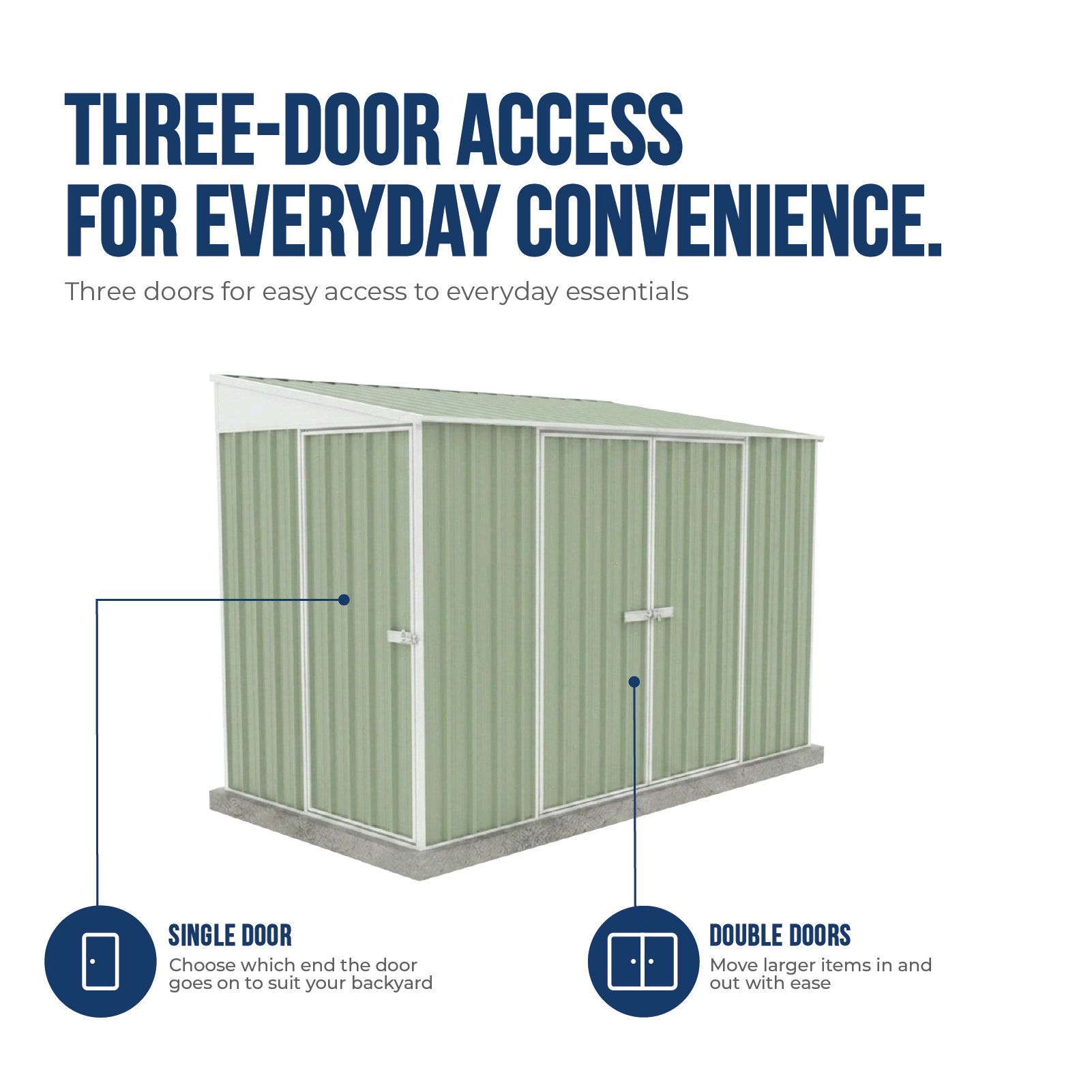1.52mW x 3.00mD x 2.06mH Garden Shed Narrow Three Door