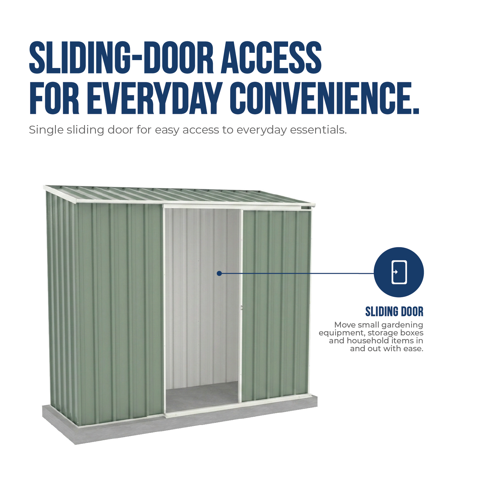 2.26mW x 0.78mD x 1.95mH Garden Shed Ezislider Single Door