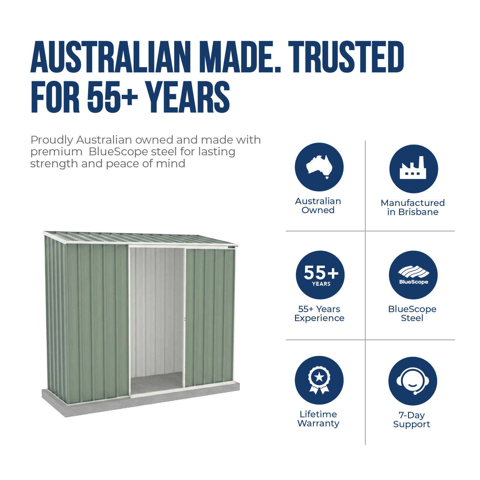 2.26mW x 0.78mD x 1.95mH Garden Shed Ezislider Single Door
