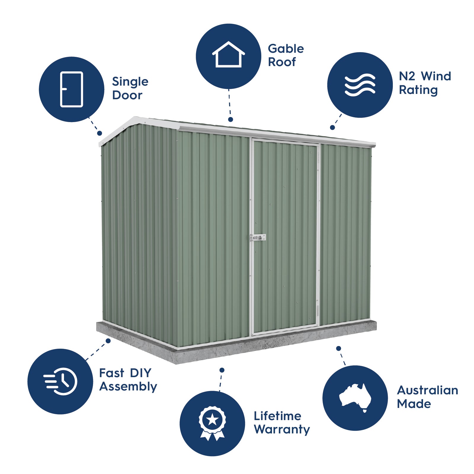 Absco Sheds 2.26m x 1.52m Premier Shed Single Door