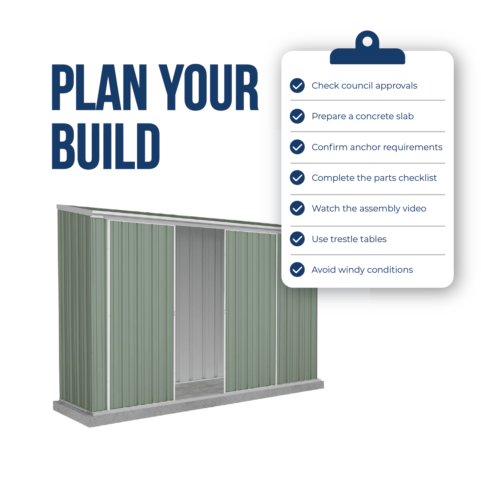 3.00mW x 0.78mD x 1.95mH Garden Shed Ezislider Double Door