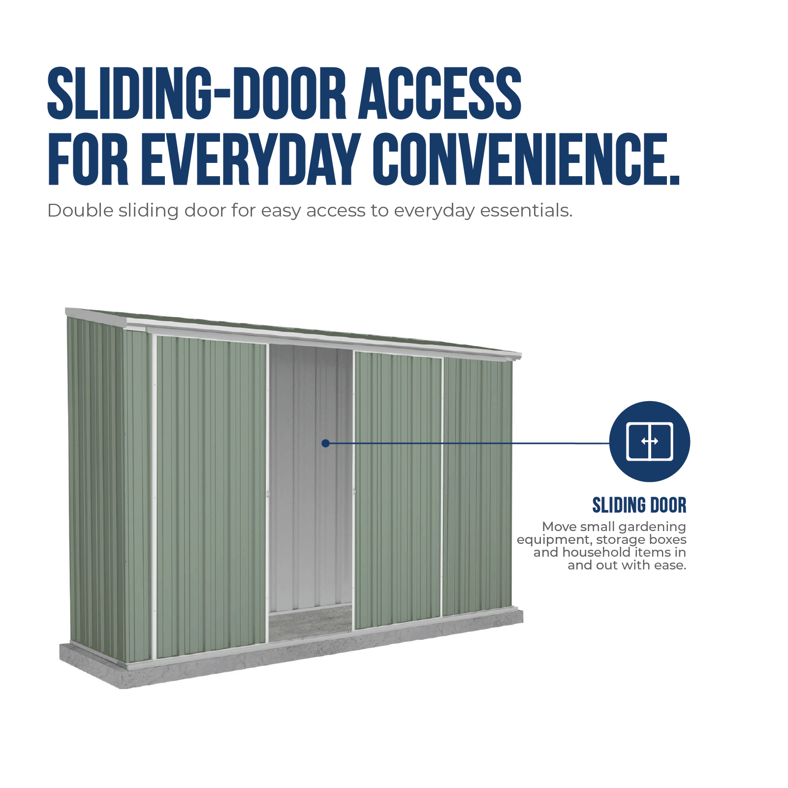 3.00mW x 0.78mD x 1.95mH Garden Shed Ezislider Double Door