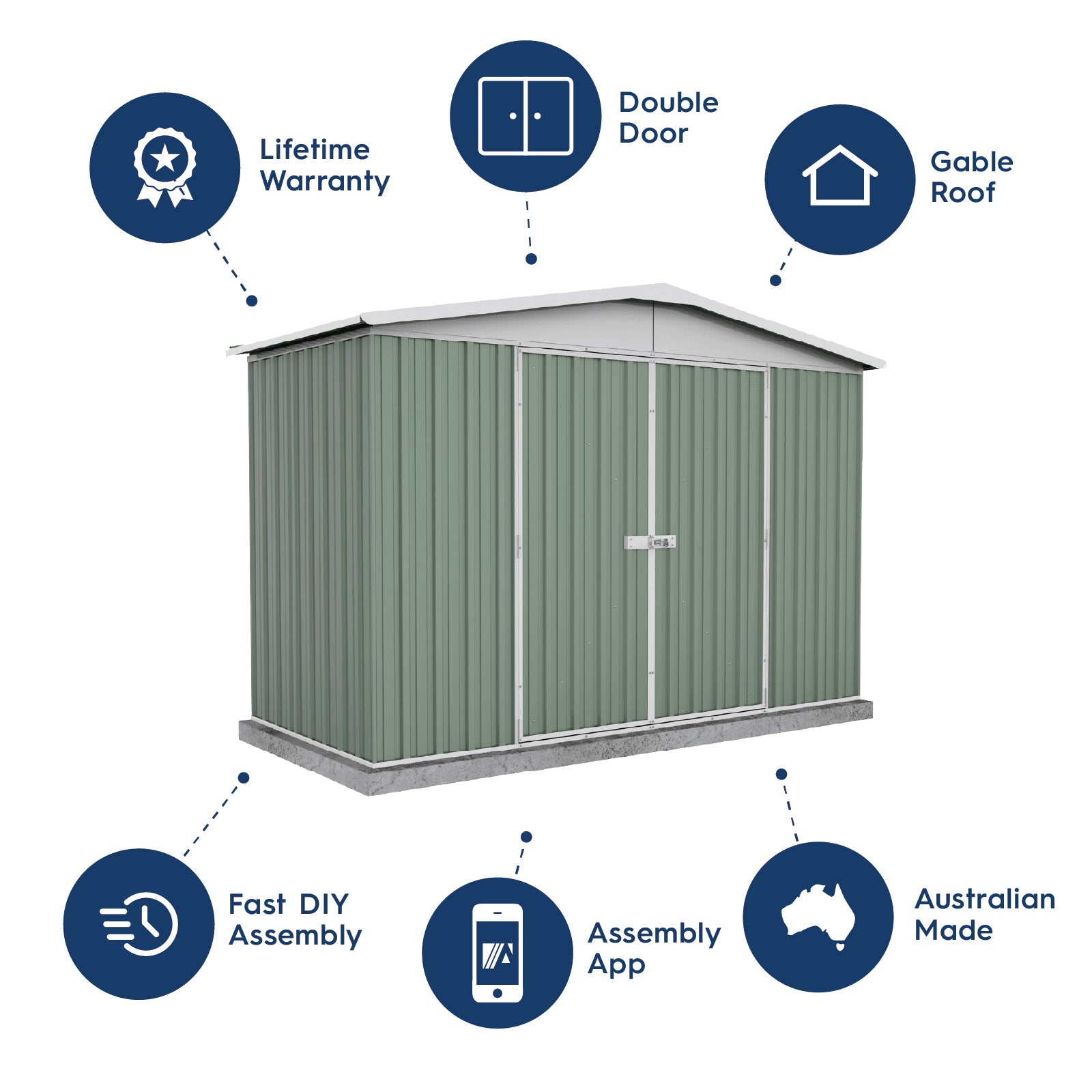 3.00mW x 1.44mD x 2.06mH Garden Shed Regent Double Door