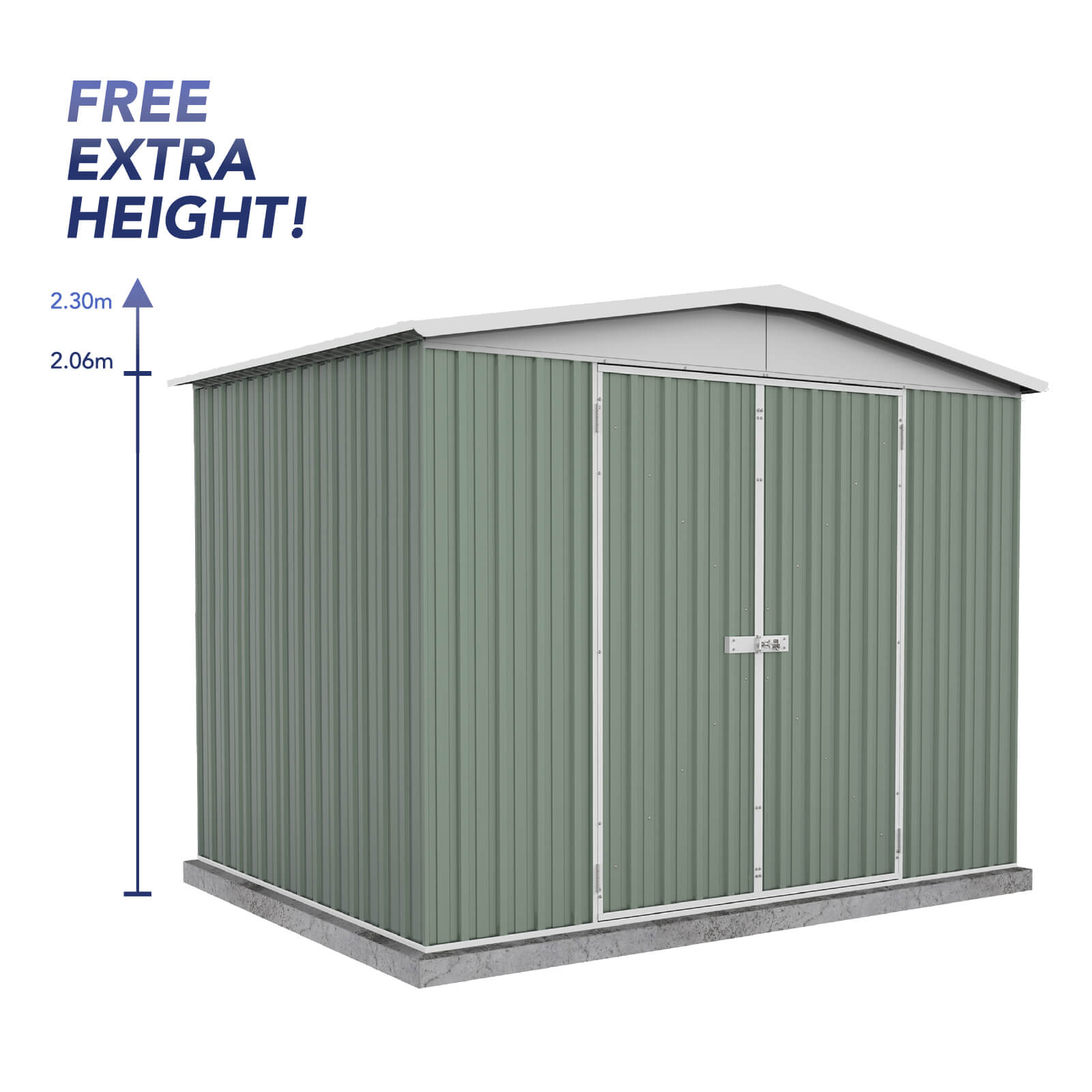 Outlet - 3.00mW x 2.18mD x 2.30mH Regent Garden Shed - Double Door Pale Eucalypt
