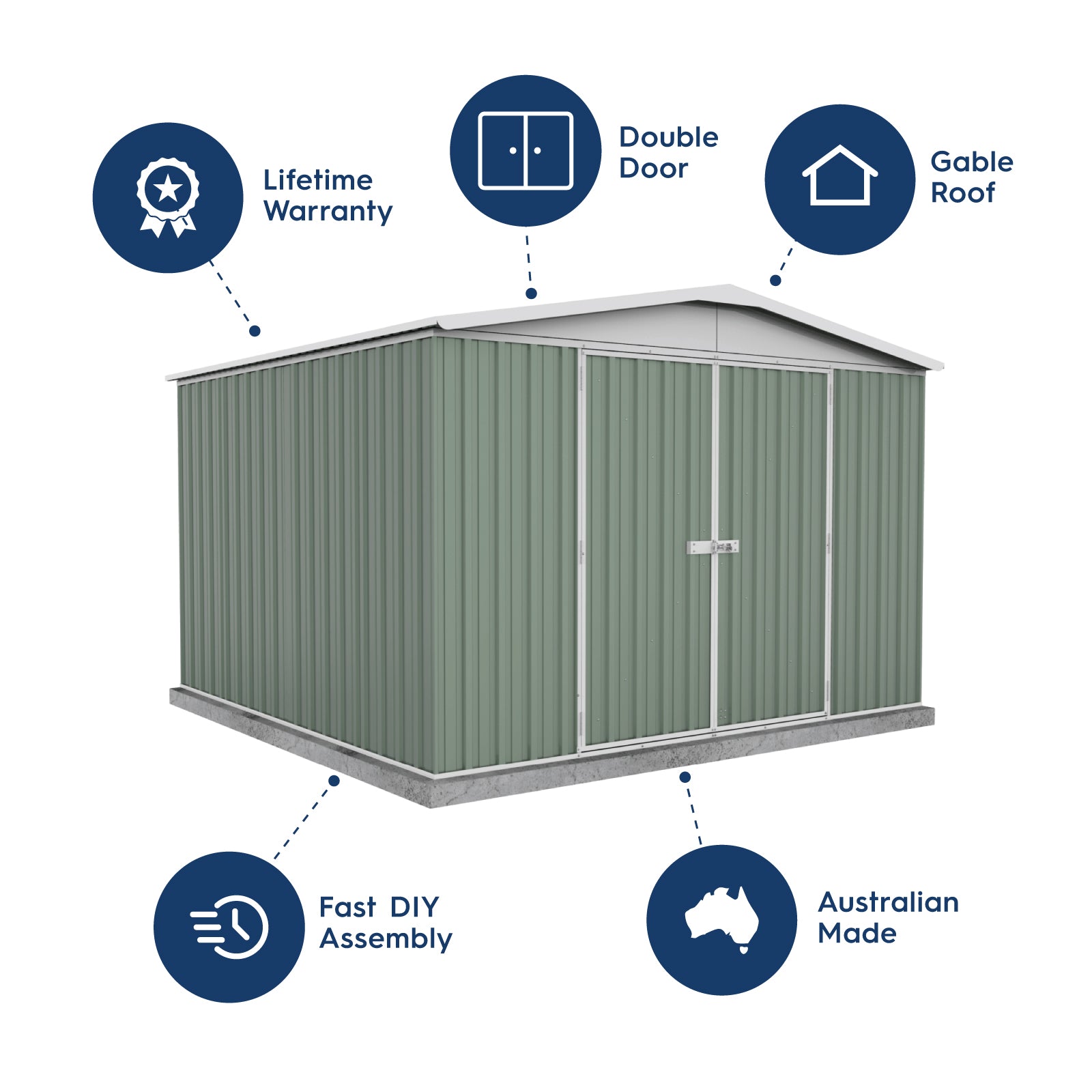 Absco Sheds 3.00mW x 2.92mD x 2.06mH Regent Double Door