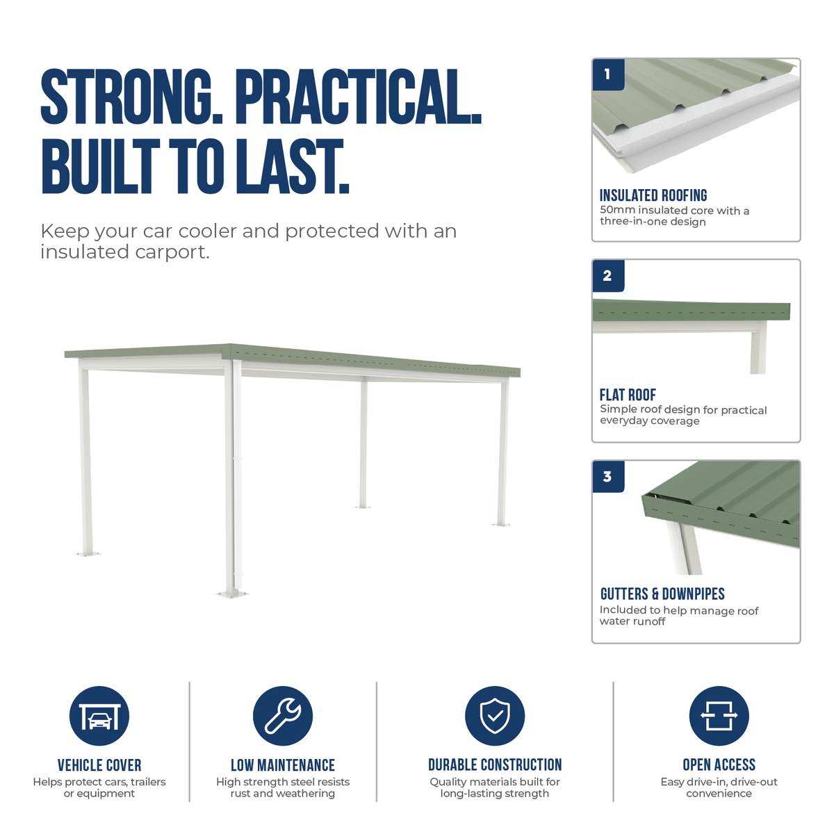 3.11mW x 6.12mD x 2.60mH Insulated Single Skillion Carport