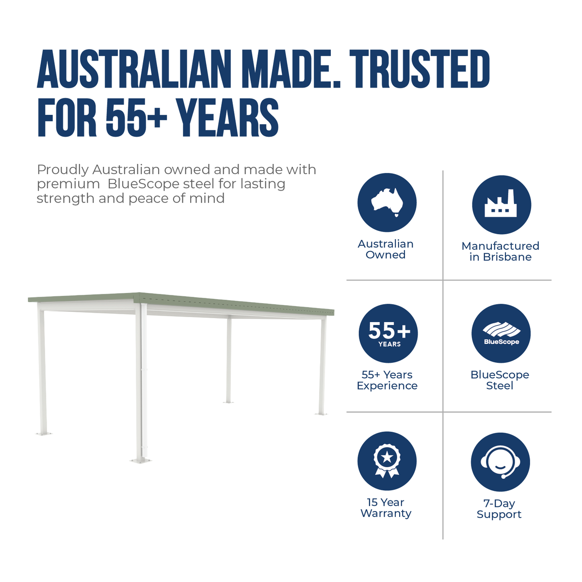 3.11mW x 6.12mD x 2.60mH Insulated Single Skillion Carport