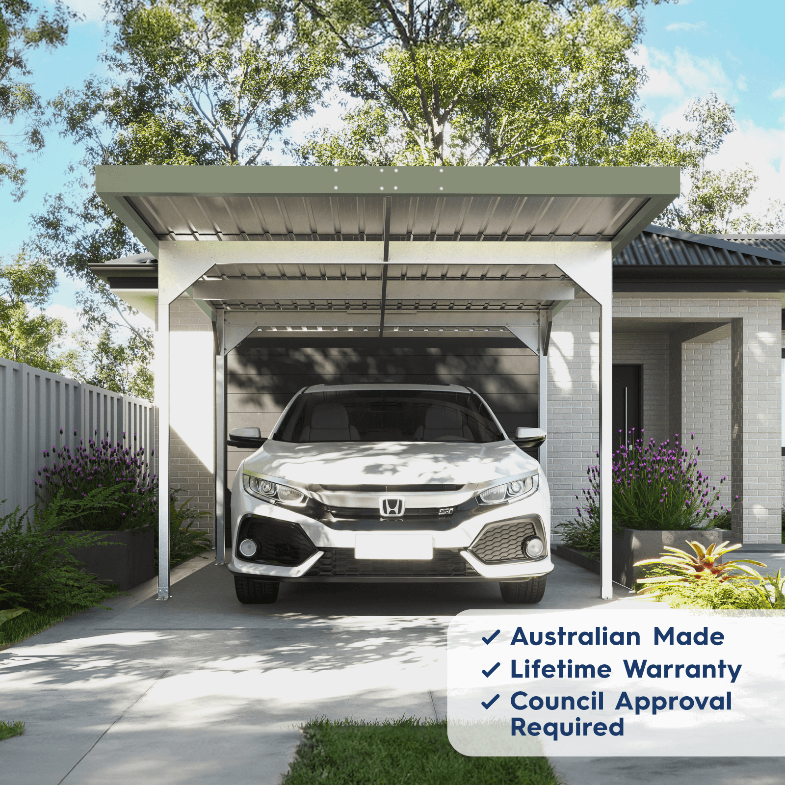 3.00mW x 5.50mD x 2.37mH Single Skillion Carport