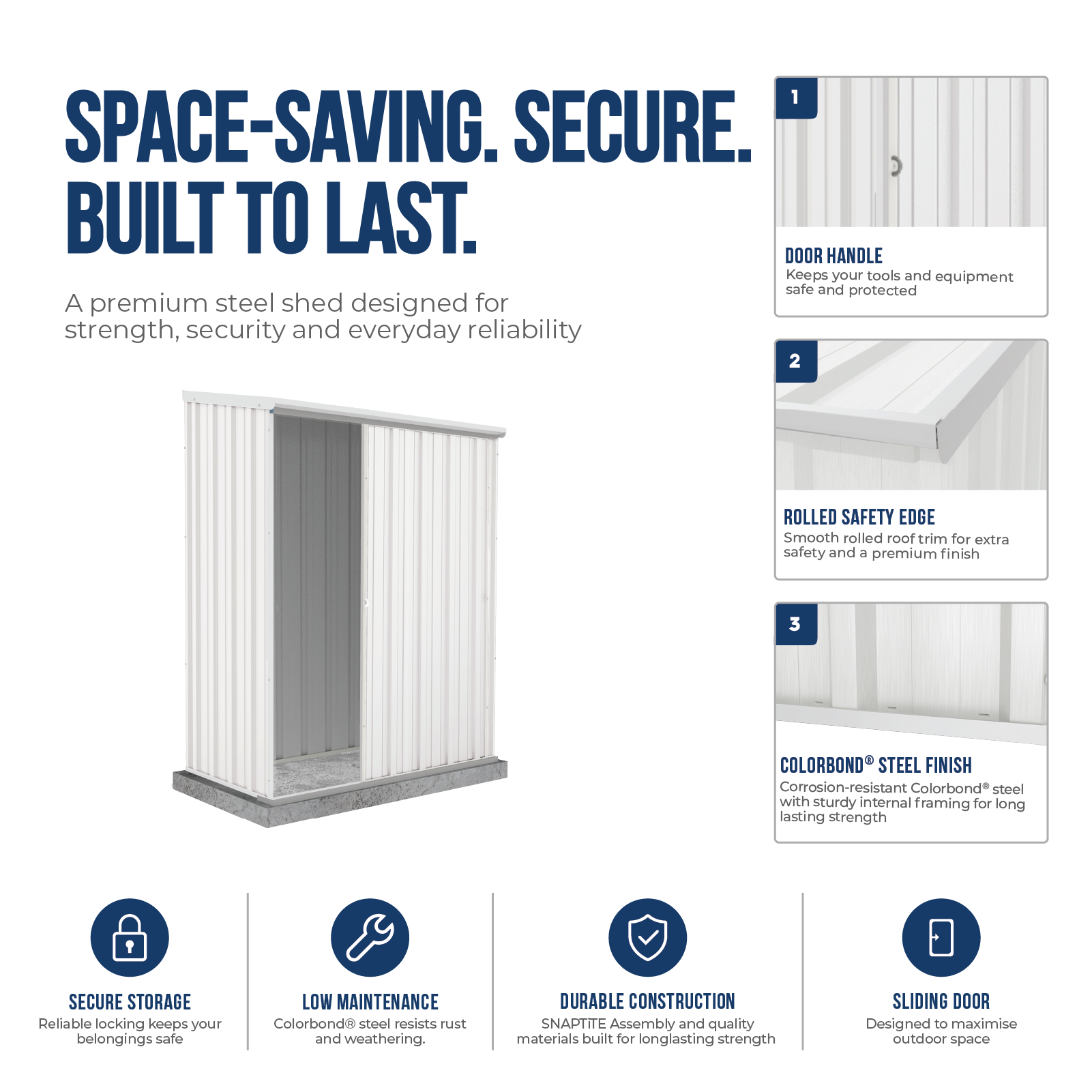 1.52mW x 0.78mD x 1.95mH Garden Shed Ezislider Single Door