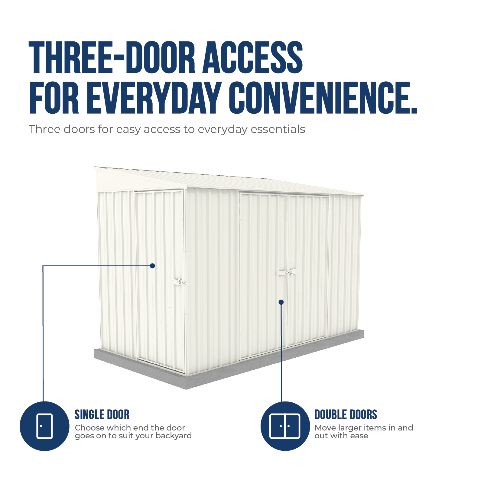 1.52mW x 3.00mD x 2.06mH Garden Shed Narrow Three Door