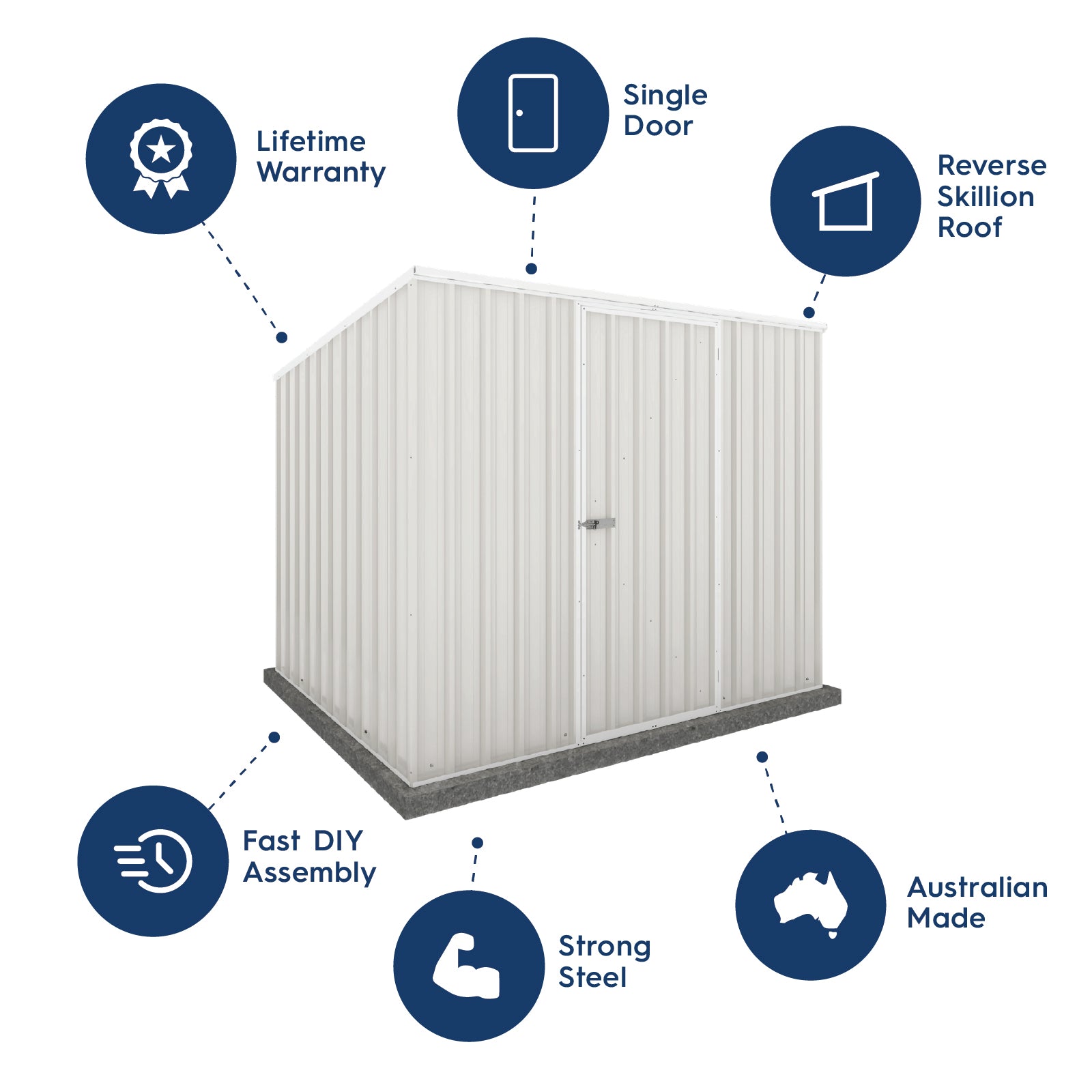 Absco Sheds 2.26m x 1.52m Reverse Skillion Shed with Anchors