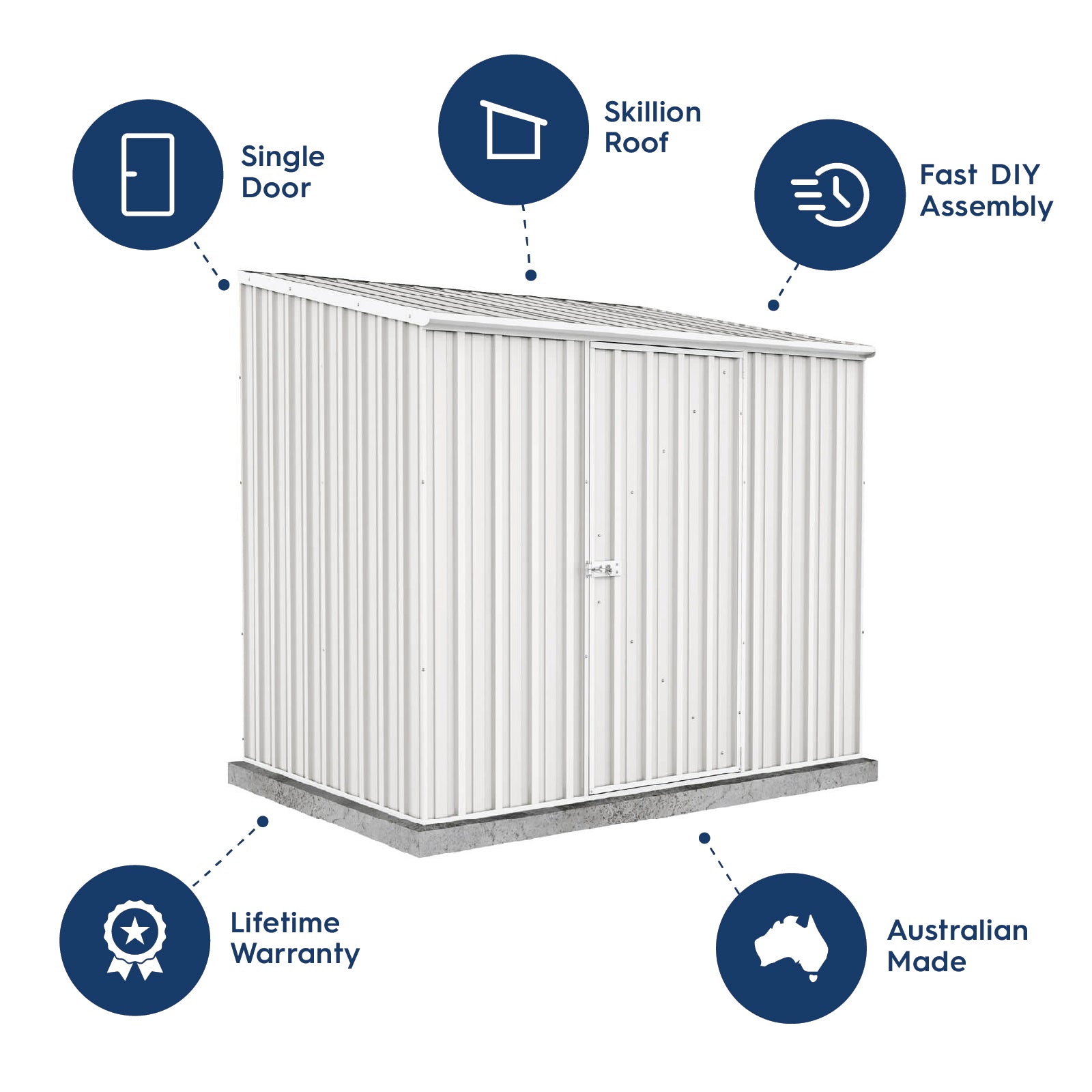 2.26mW x 1.52mD x 2.08mH Garden Shed Space Saver Single Door