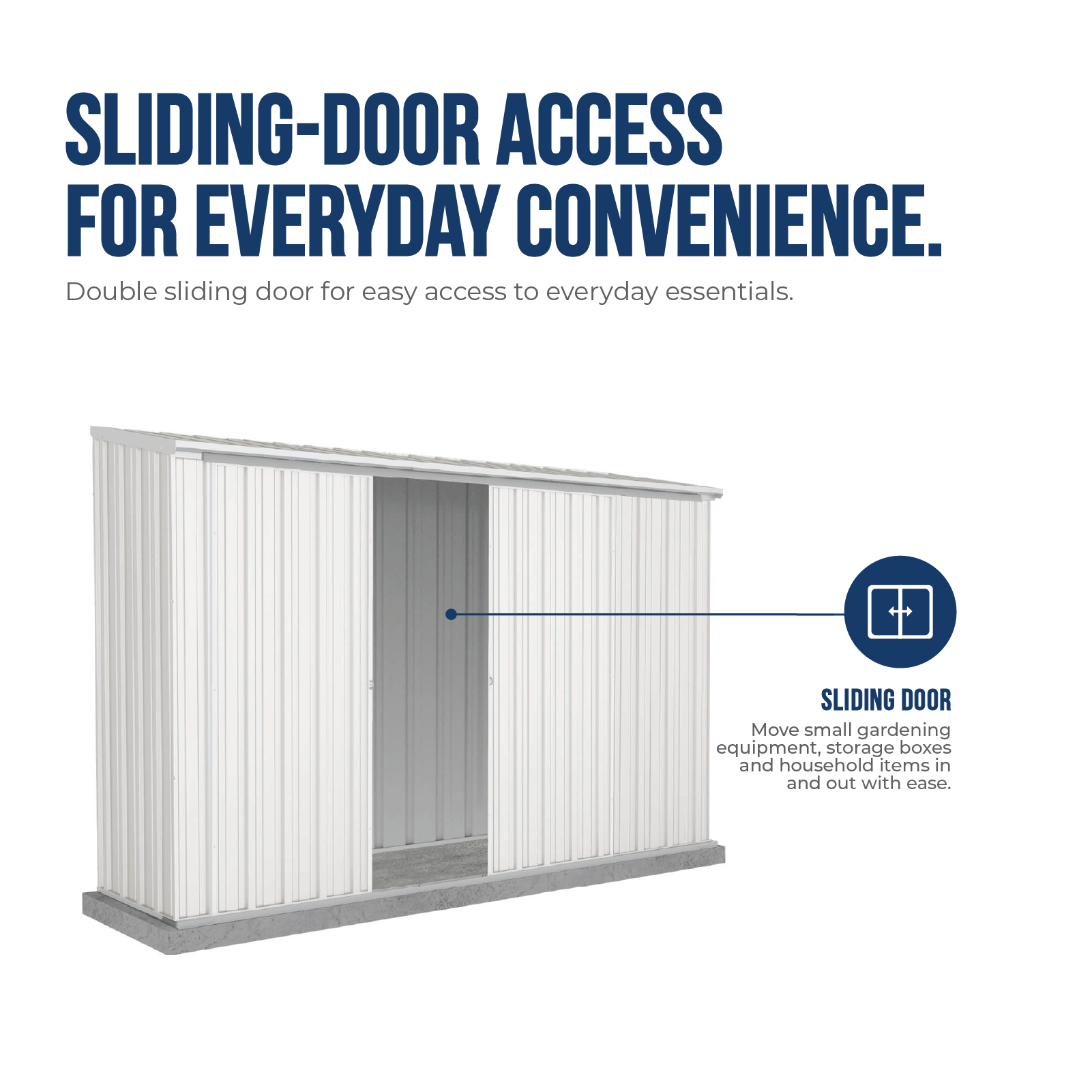 3.00mW x 0.78mD x 1.95mH Garden Shed Ezislider Double Door with Anchors