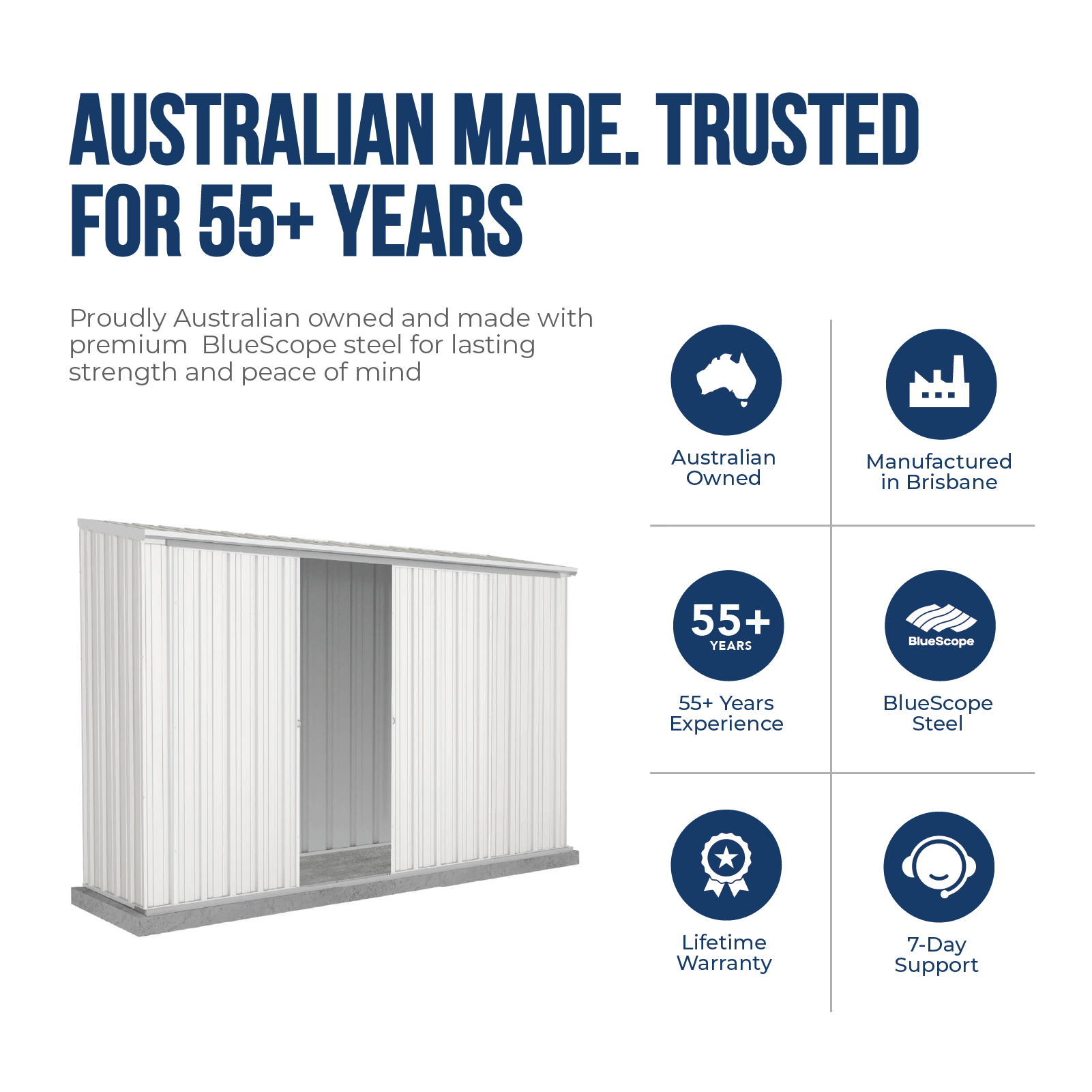 3.00mW x 0.78mD x 1.95mH Garden Shed Ezislider Double Door with Anchors