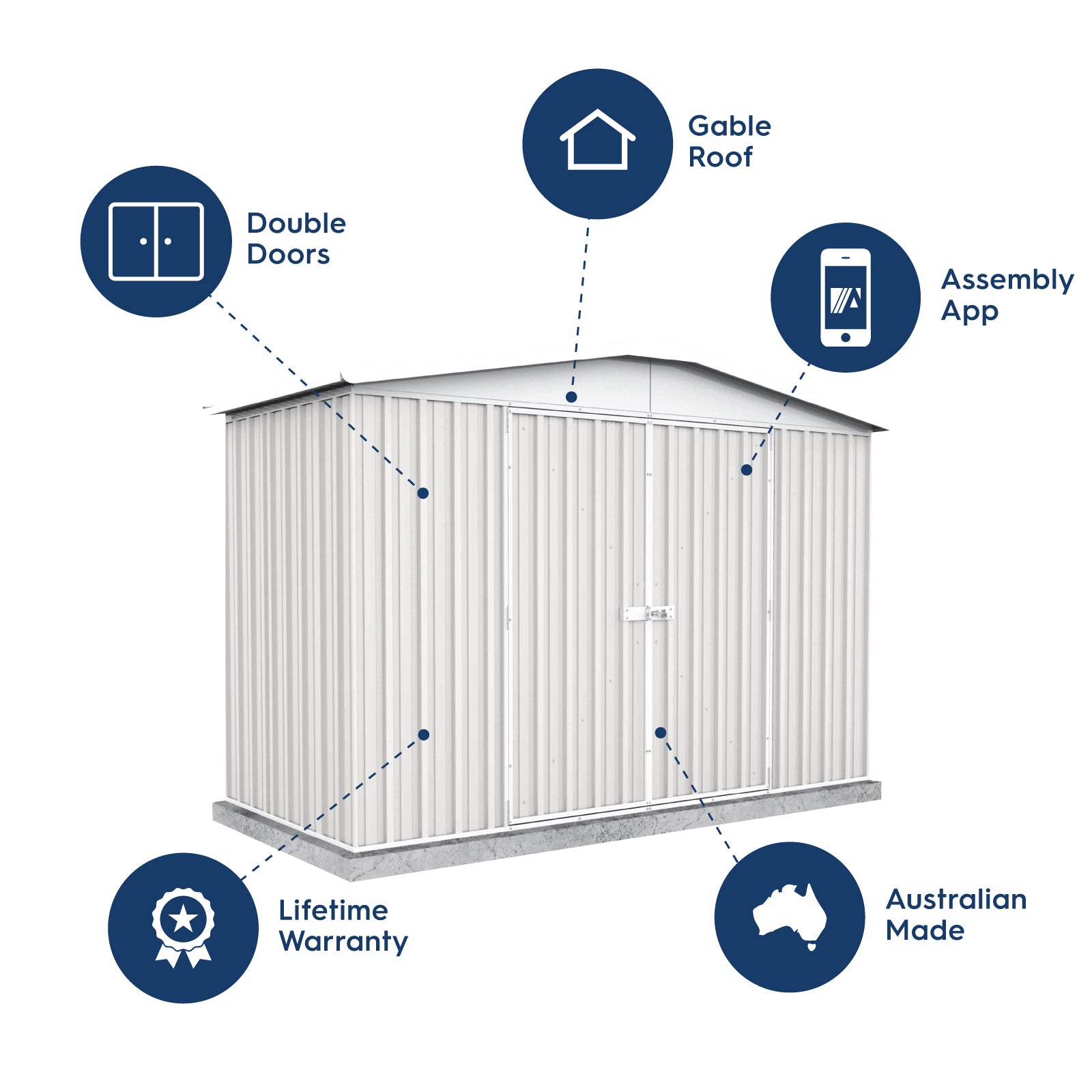3.00mW x 1.44mD x 2.06mH Garden Shed Regent Double Door