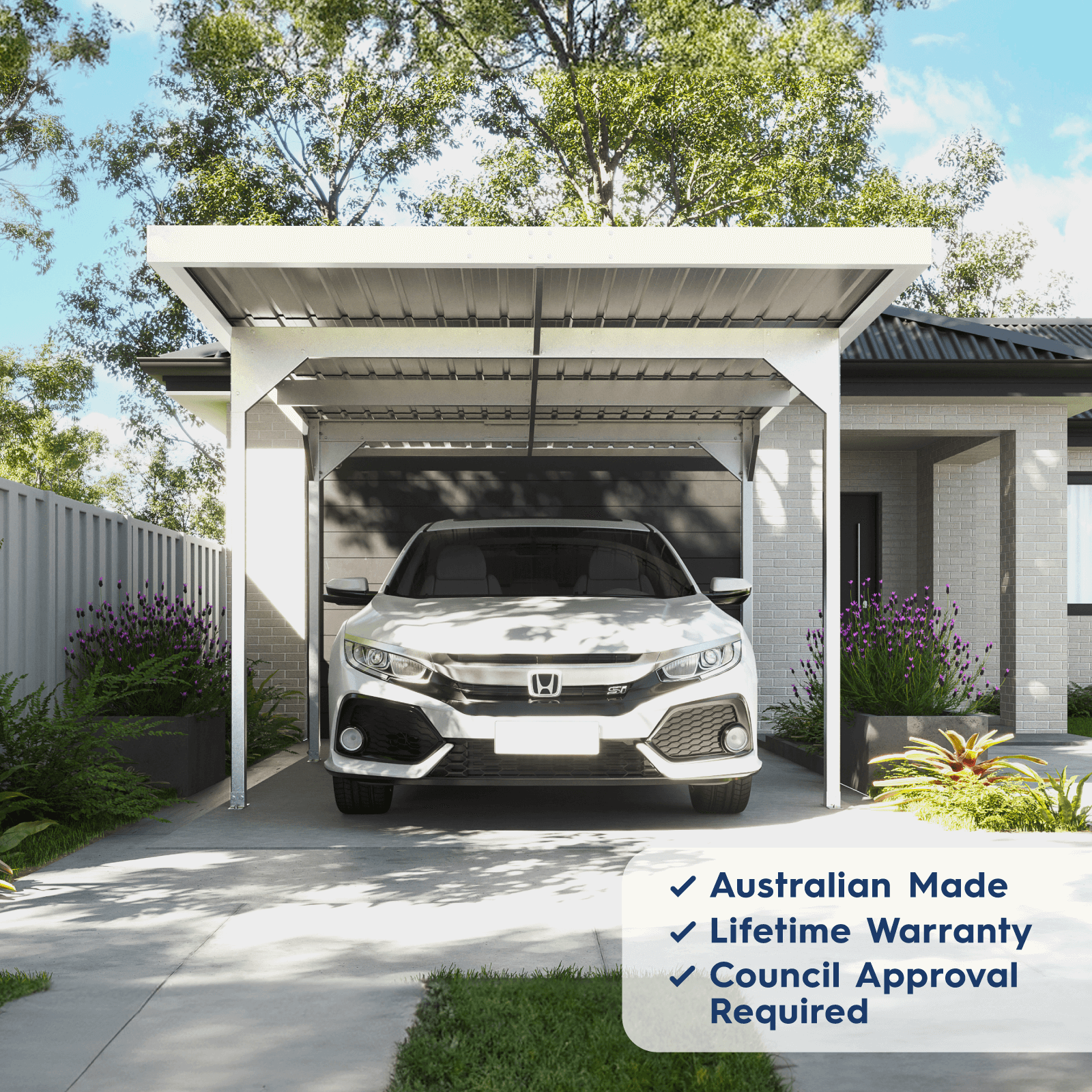 3.00mW x 5.50mD x 2.37mH Single Skillion Carport