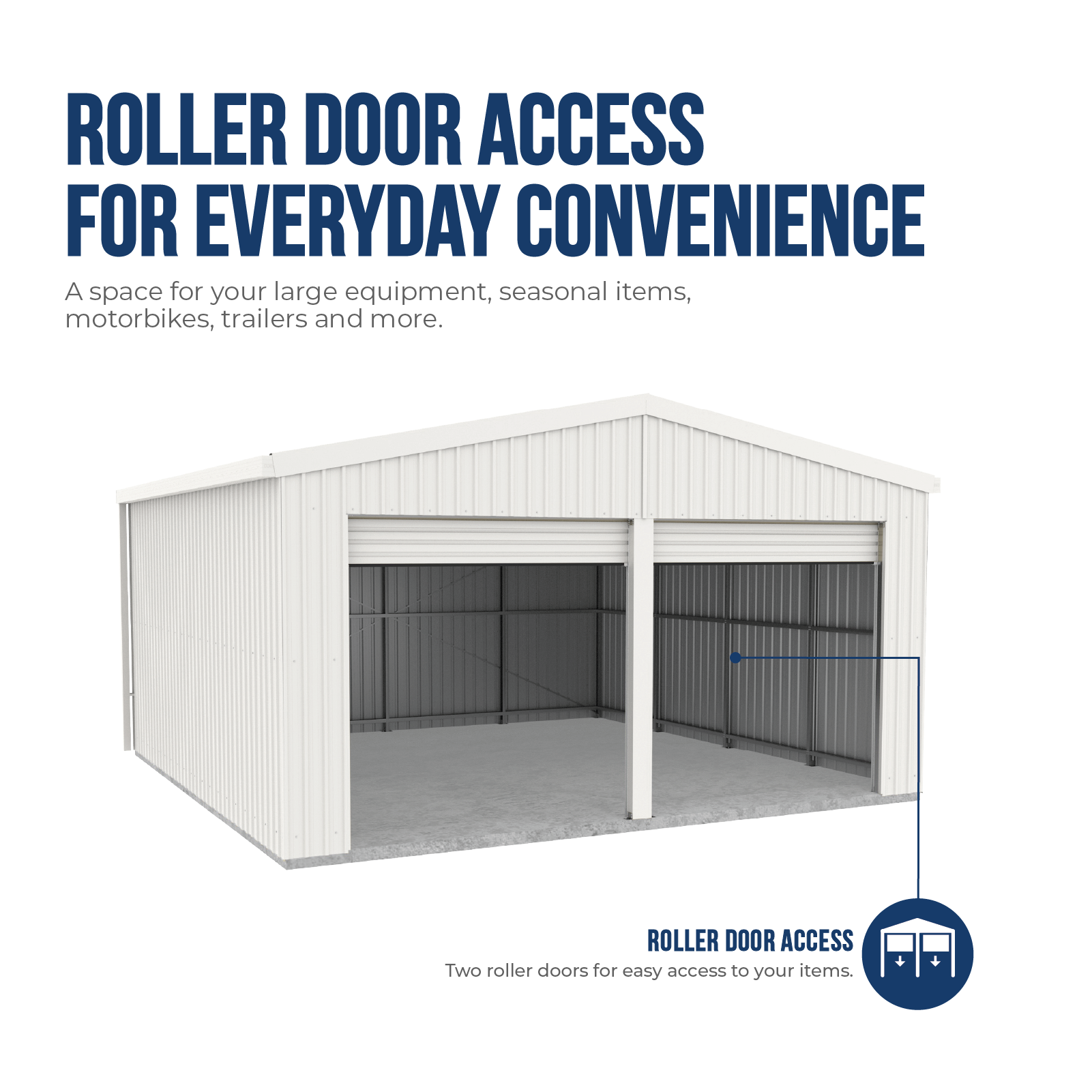 BRISBANE PICKUP - 5.95mW x 5.95mD x 3.40mH Garage Double Roller Door Surfmist