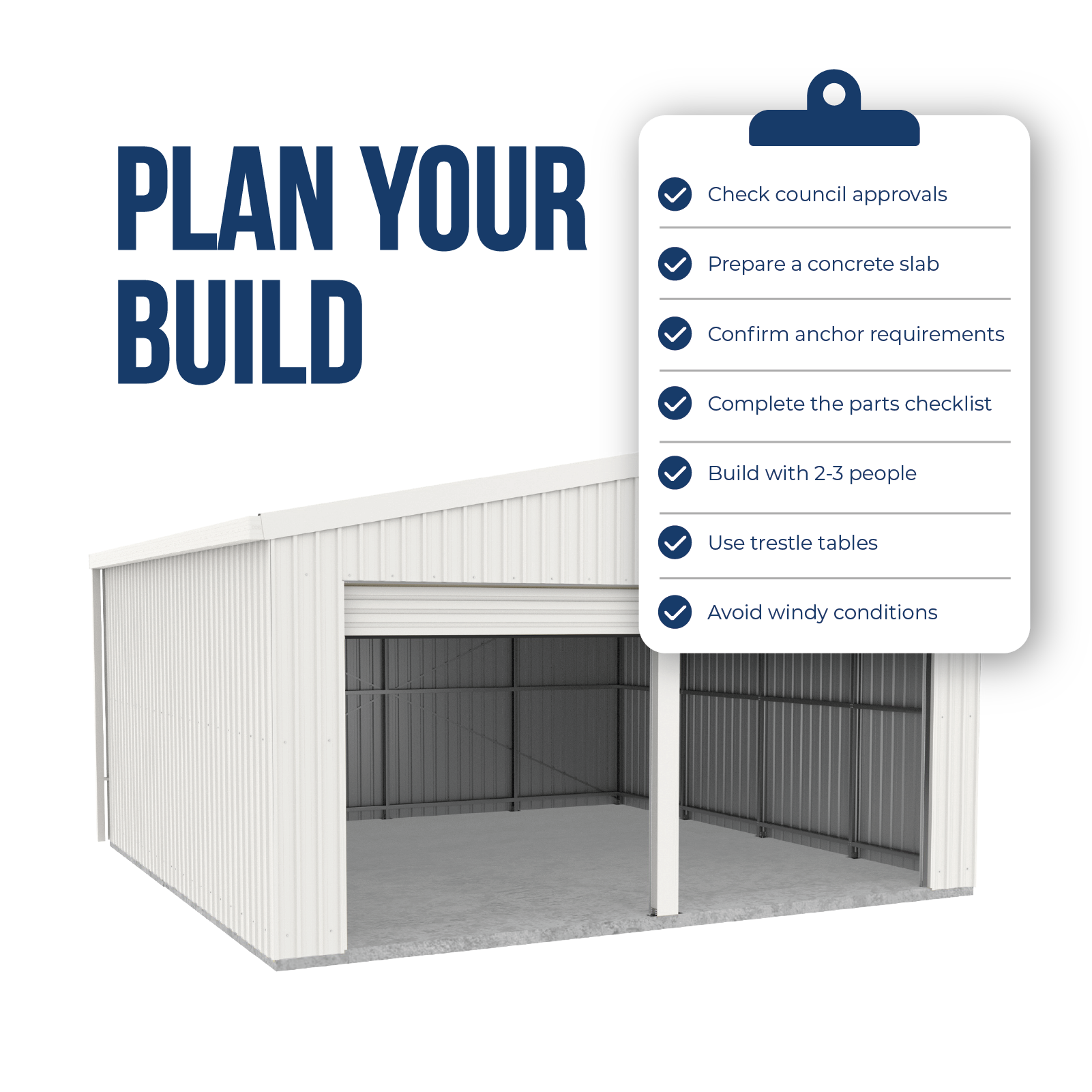 BRISBANE PICKUP - 5.95mW x 5.95mD x 3.40mH Garage Double Roller Door Surfmist