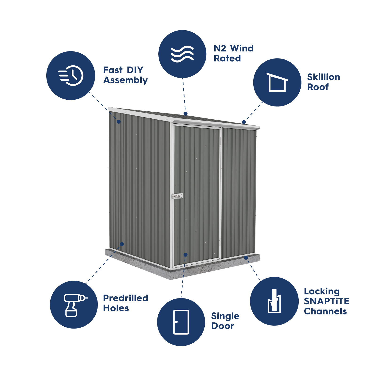 1.52mW x 1.52mD x 2.08mH Garden Shed Space Saver Single Door