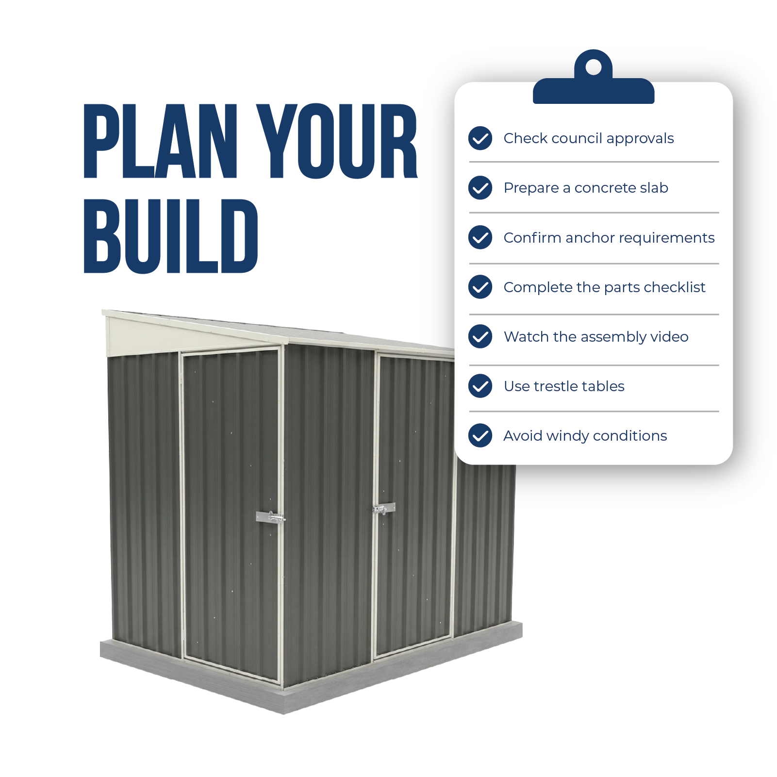 1.52mW x 2.26mD x 2.06mH Garden Shed Narrow Two Door