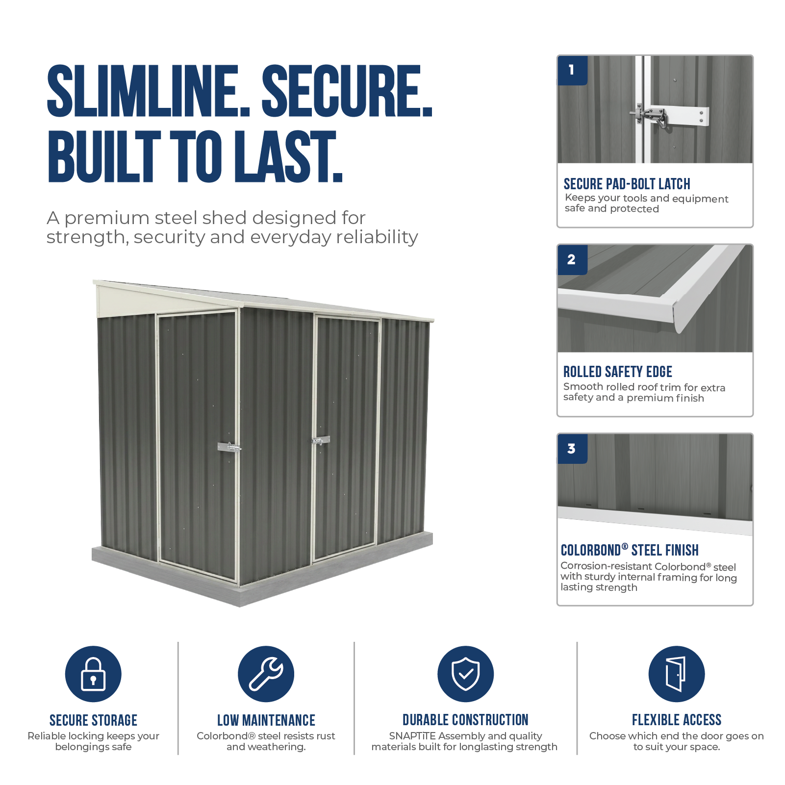 1.52mW x 2.26mD x 2.06mH Garden Shed Narrow Two Door