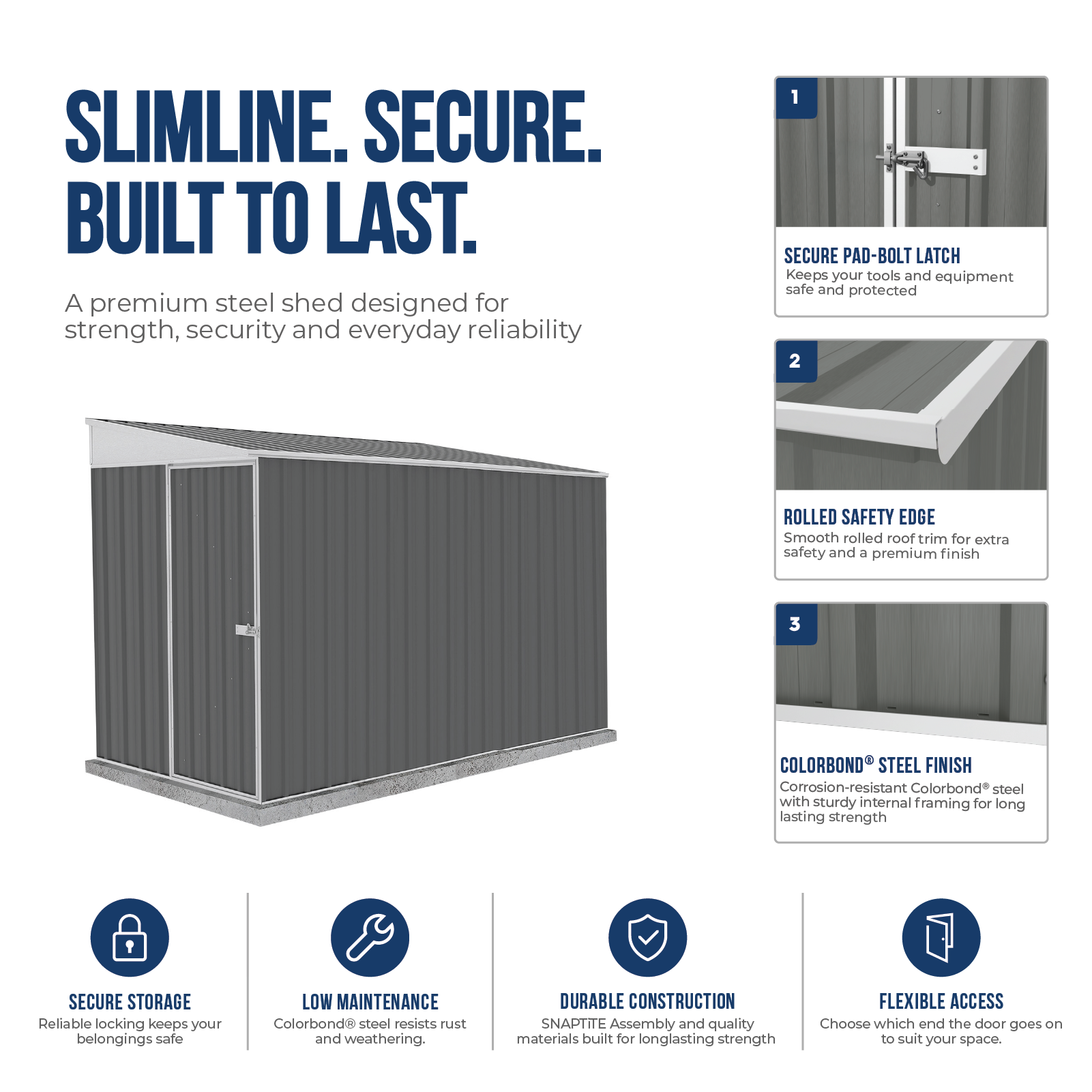 1.52mW x 3.00mD x 2.06mH Garden Shed Narrow Single Door