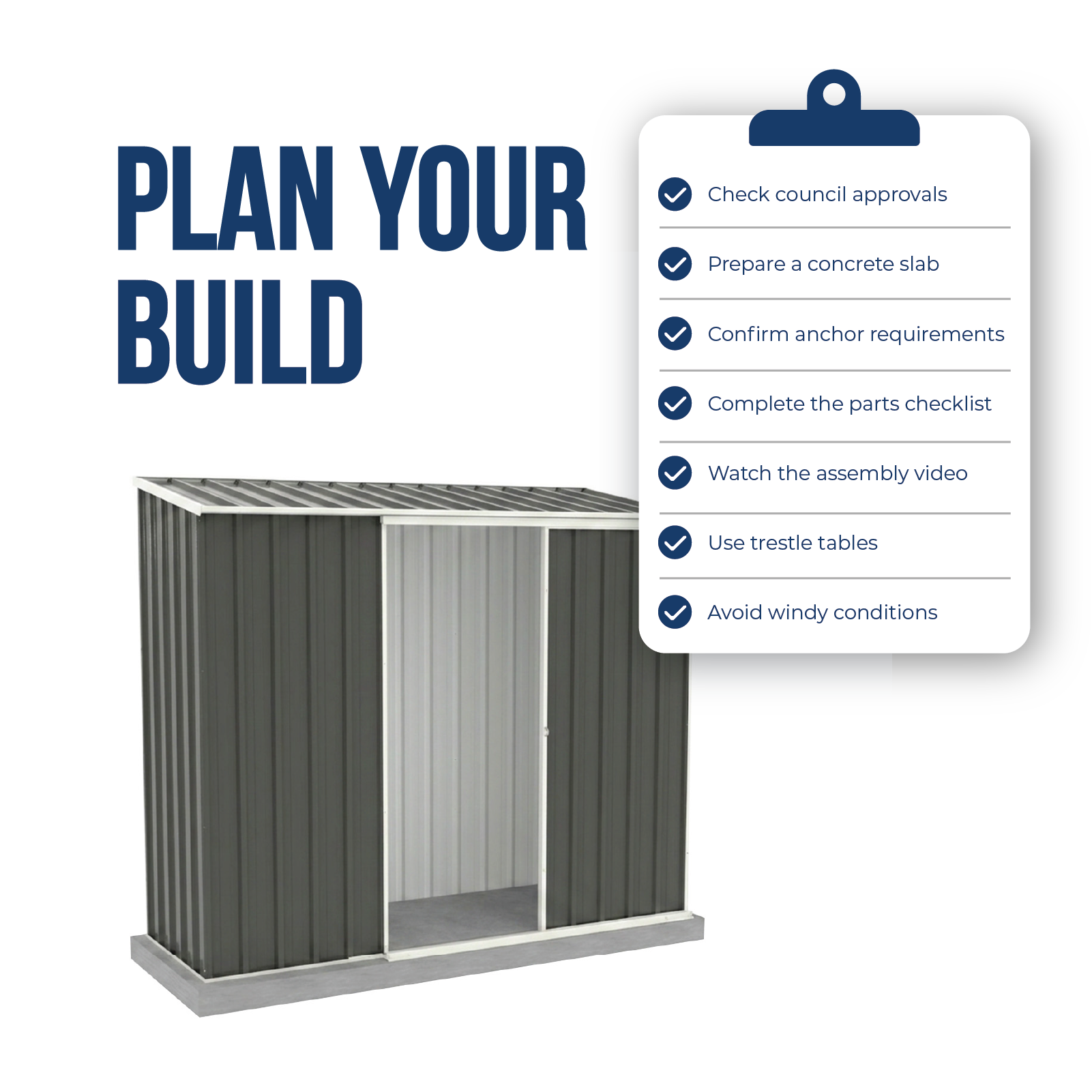 2.26mW x 0.78mD x 1.95mH Garden Shed Ezislider Single Door