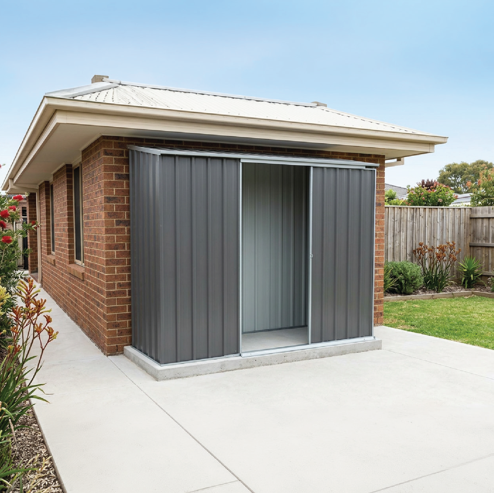 2.26mW x 0.78mD x 1.95mH Garden Shed Ezislider Single Door