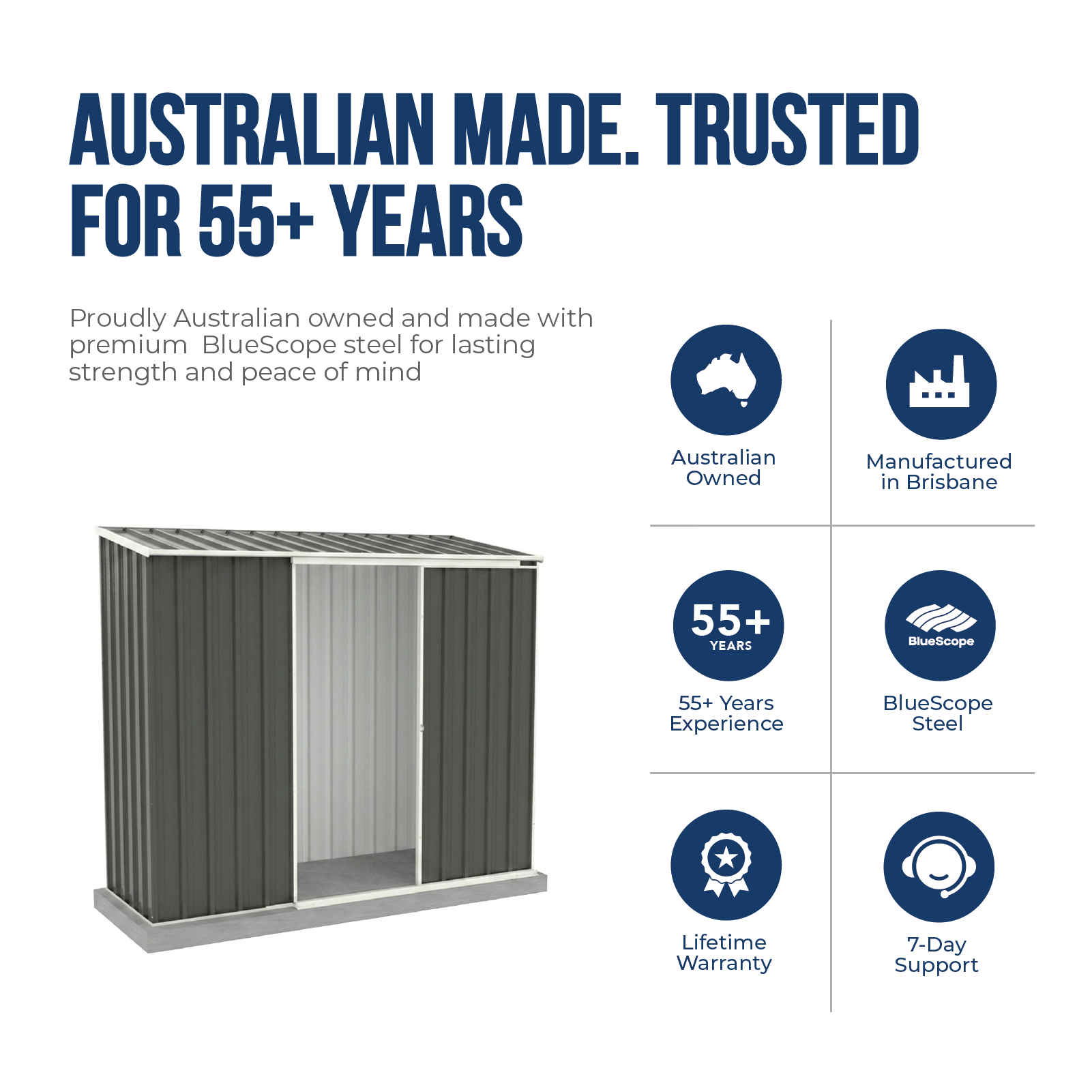 2.26mW x 0.78mD x 1.95mH Garden Shed Ezislider Single Door