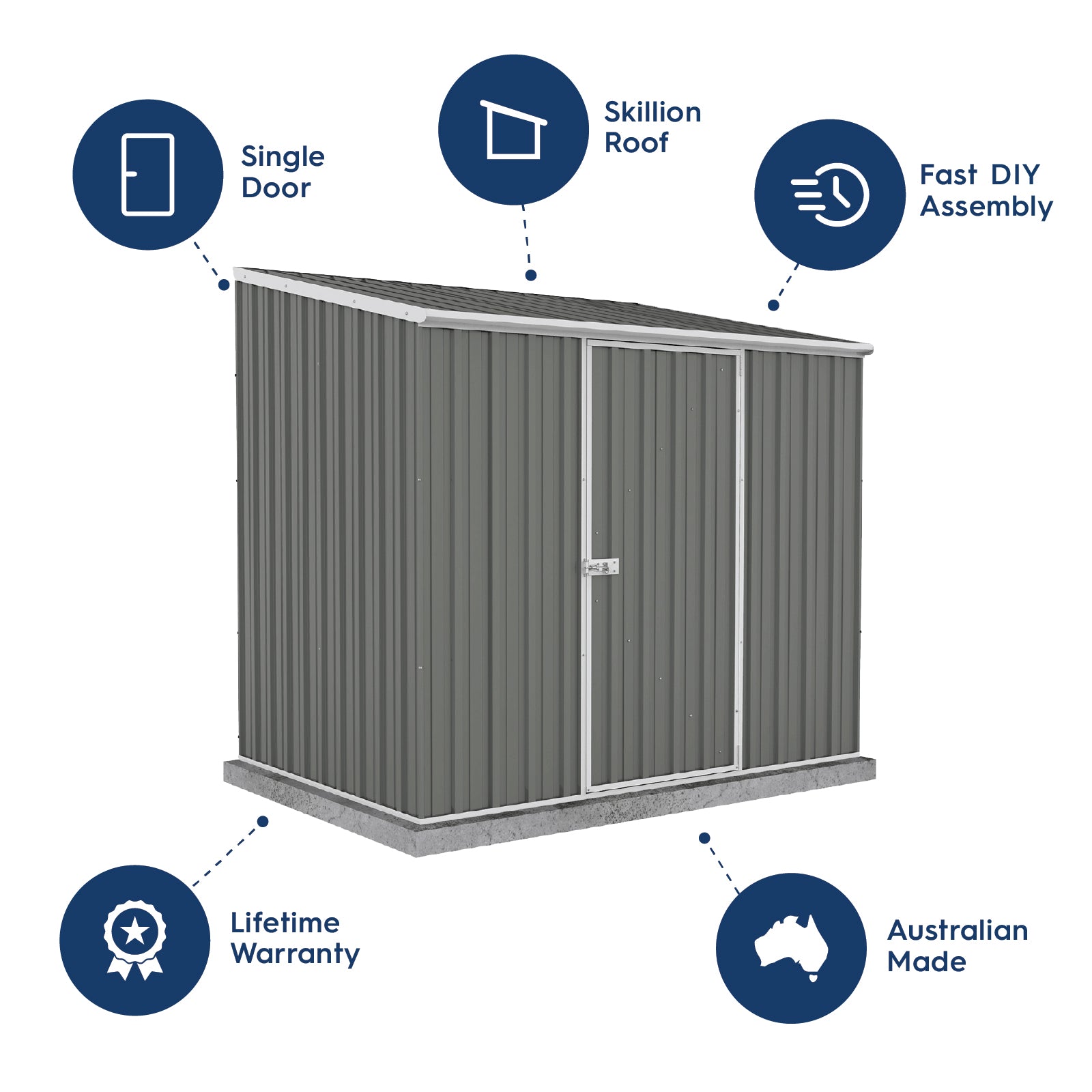 2.26mW x 1.52mD x 2.08mH Garden Shed Space Saver Single Door