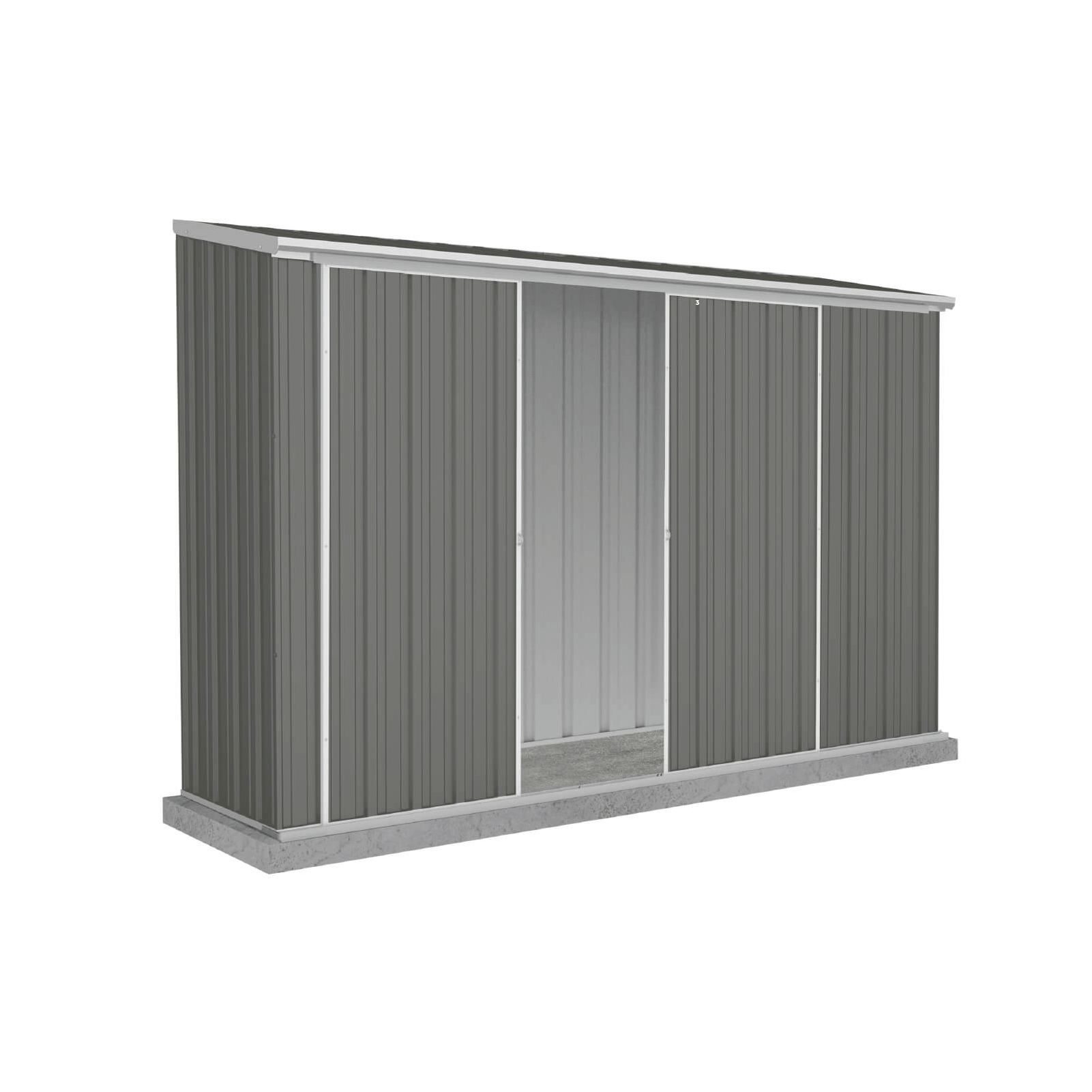 3.00mW x 0.78mD x 1.95mH Garden Shed Ezislider Double Door with Anchors
