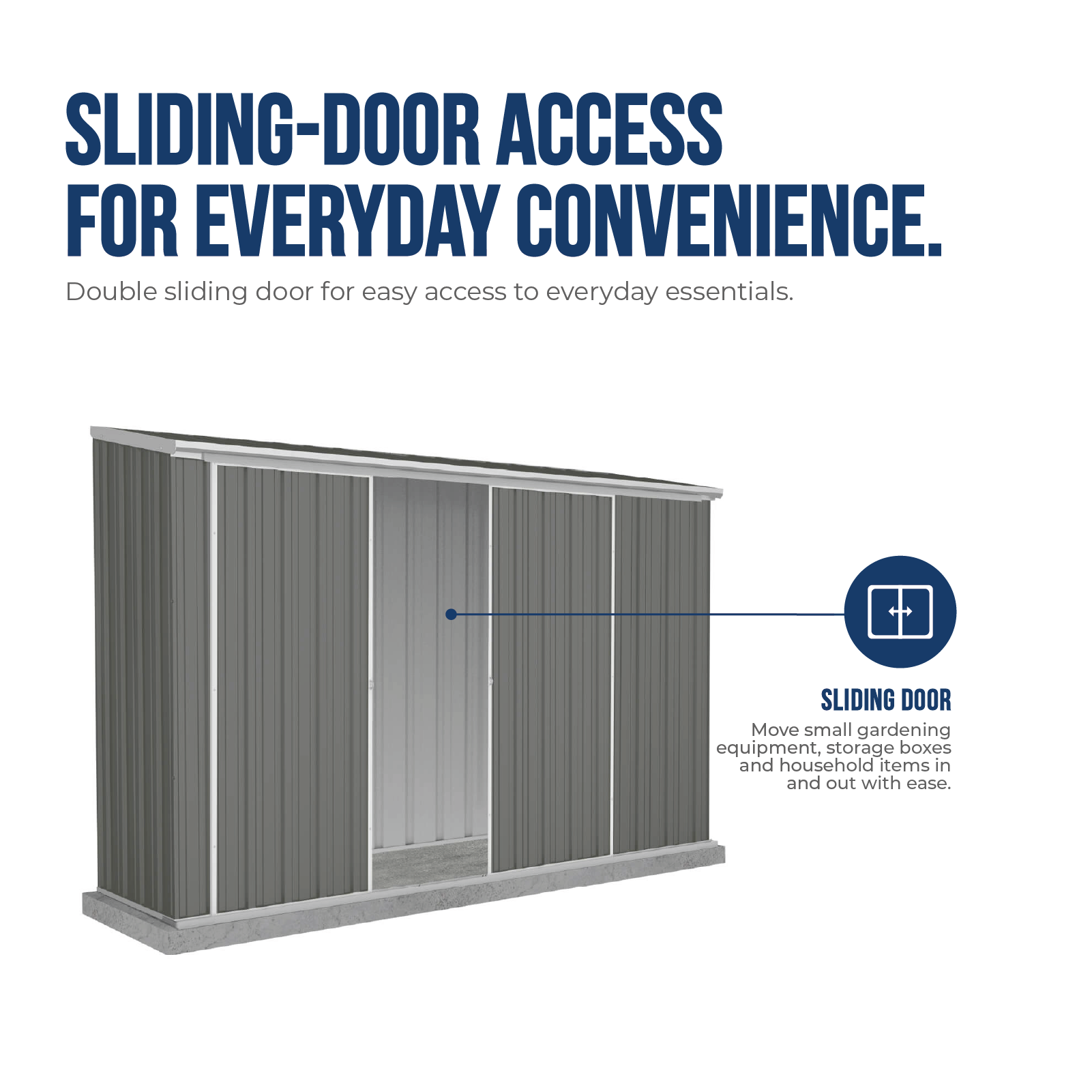 3.00mW x 0.78mD x 1.95mH Garden Shed Ezislider Double Door with Anchors