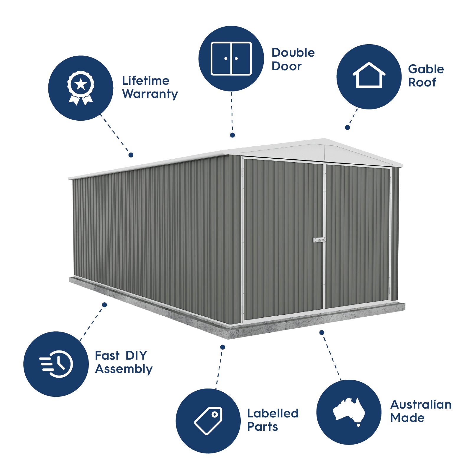 3.00mW x 5.96mD x 2.30mH Garden Shed Highlander Three Door