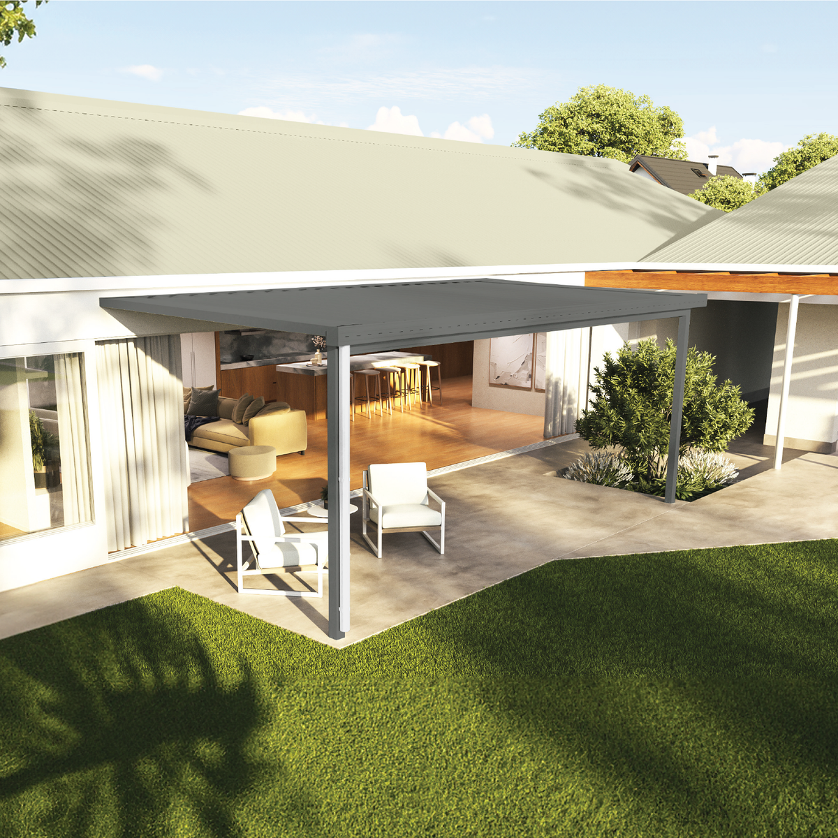 6.00mW x 3.00mD x 2.40mH/3.00mH Insulated Patio Cover