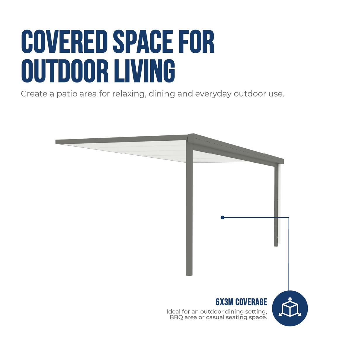 6.00mW x 3.00mD x 2.40mH/3.00mH Insulated Patio Cover