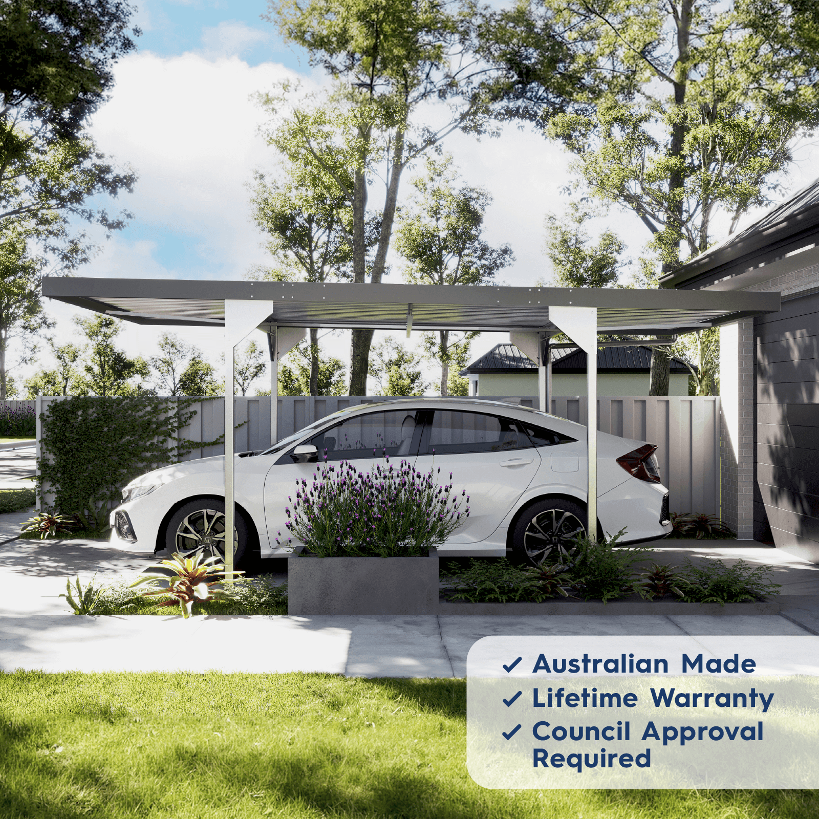 3.00mW x 5.50mD x 2.37mH Single Skillion Carport