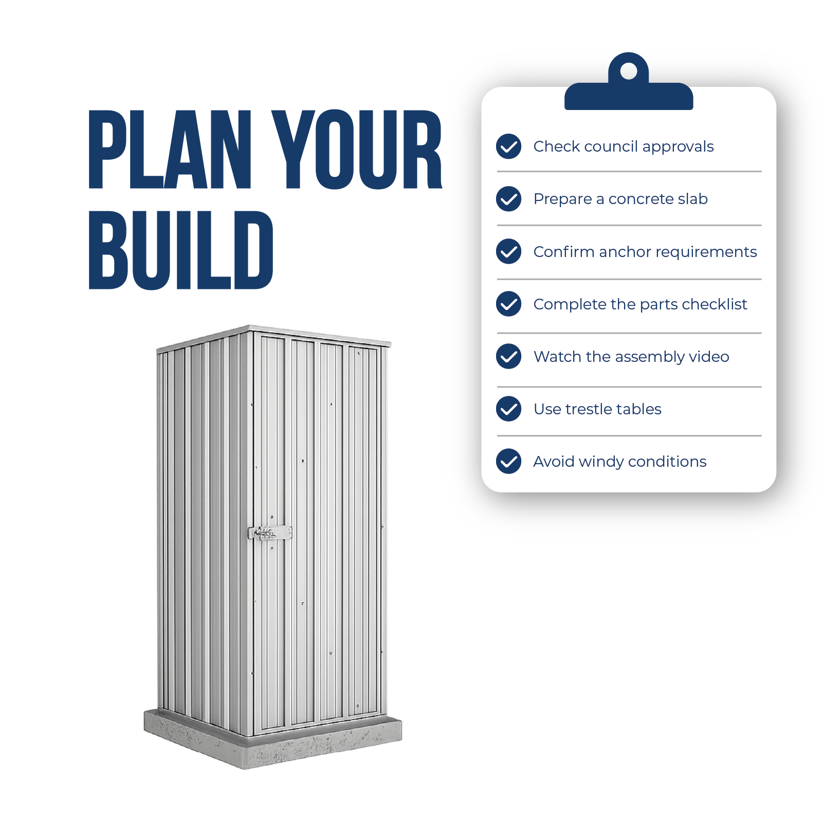 0.78mW x 0.78mD x 1.80mH Garden Shed Basic Single Door Zincalume